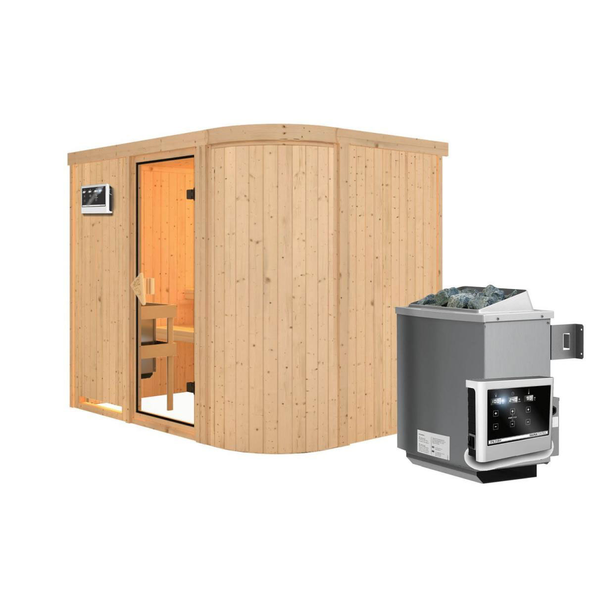 Karibu Systemsauna Titania 4 68 mm 9 kW Ofen externe Strg modern Bild 2