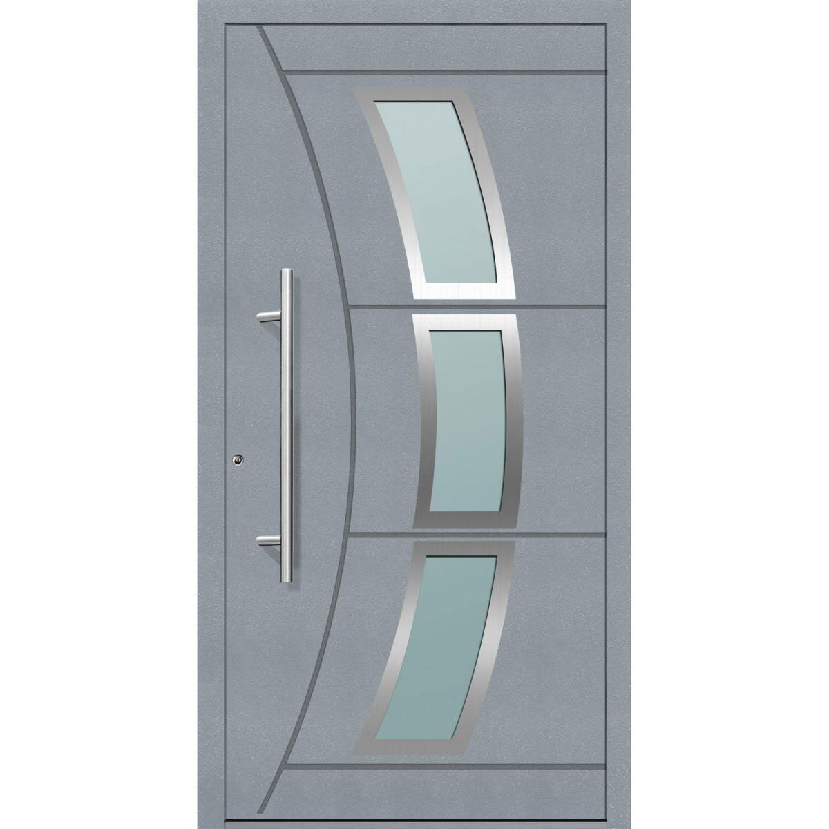 Aluminium Sicherheits-Haustür Venedig Exklusiv 75 mm grau 110 x 210 cm Anschlag links inkl Griffset