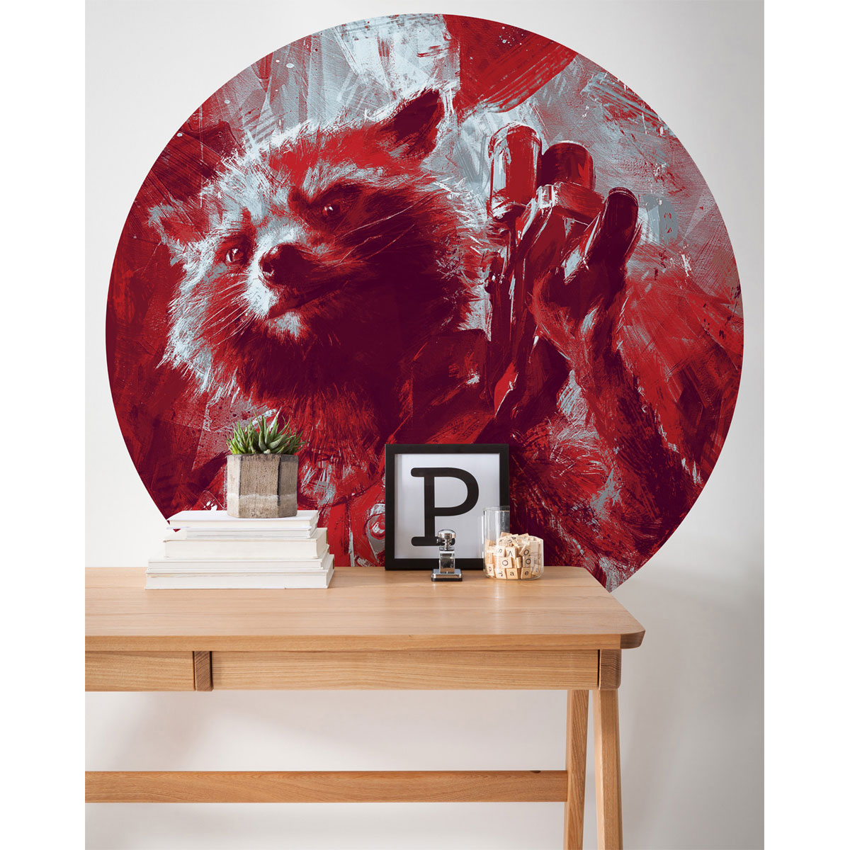 Komar Selbstklebende Vlies Fototapete rund Avengers Painting Rocket Raccoon Durchmesser 125 cm