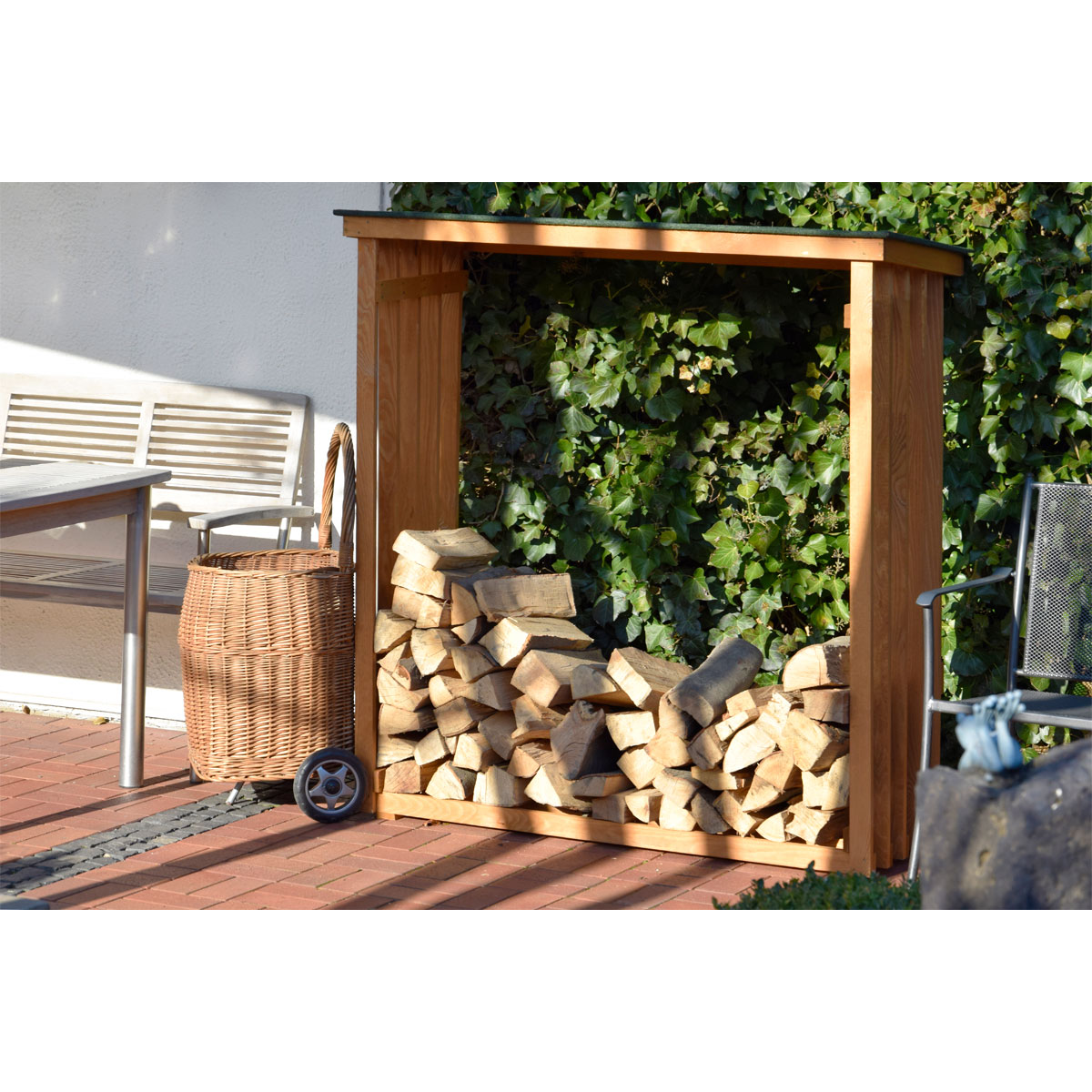 dobar XL-Kaminholzregal 140 x 143 x 50 cm grün-braun Bild 4