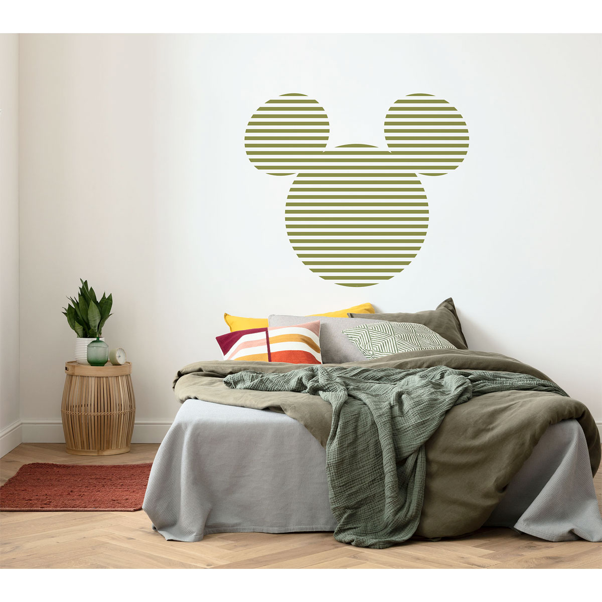 Komar Selbstklebende Vlies Fototapete rund Mickey Head Stripes Durchmesser 125 cm