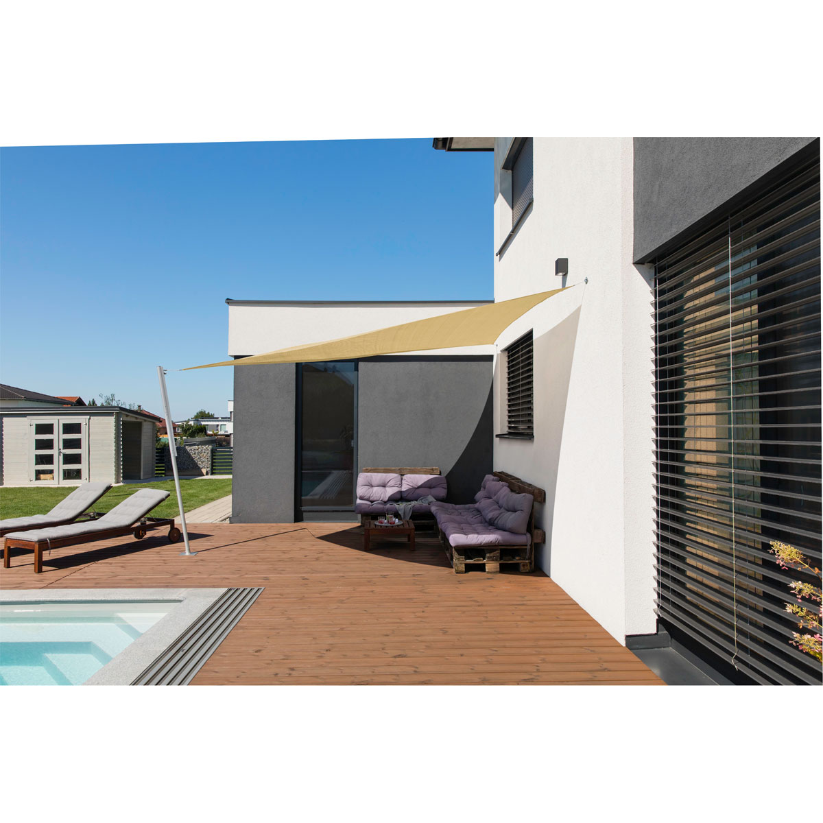 Dreieck-Segel Capri 5 x 5 x 5 m champagner Bild 2