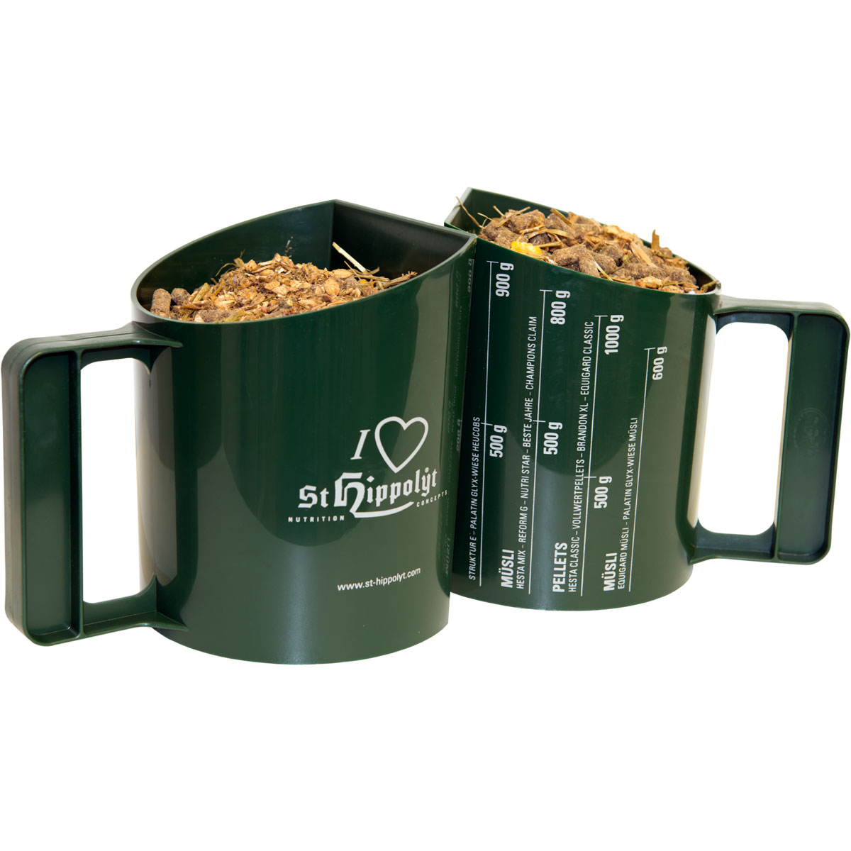 St. Hippolyt Futterbecher grün mit Messskala 1 L