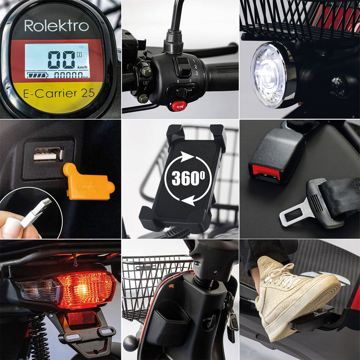 Rolektro E-Carrier „25 V.3“ Rot, mit Koffer Bild 8