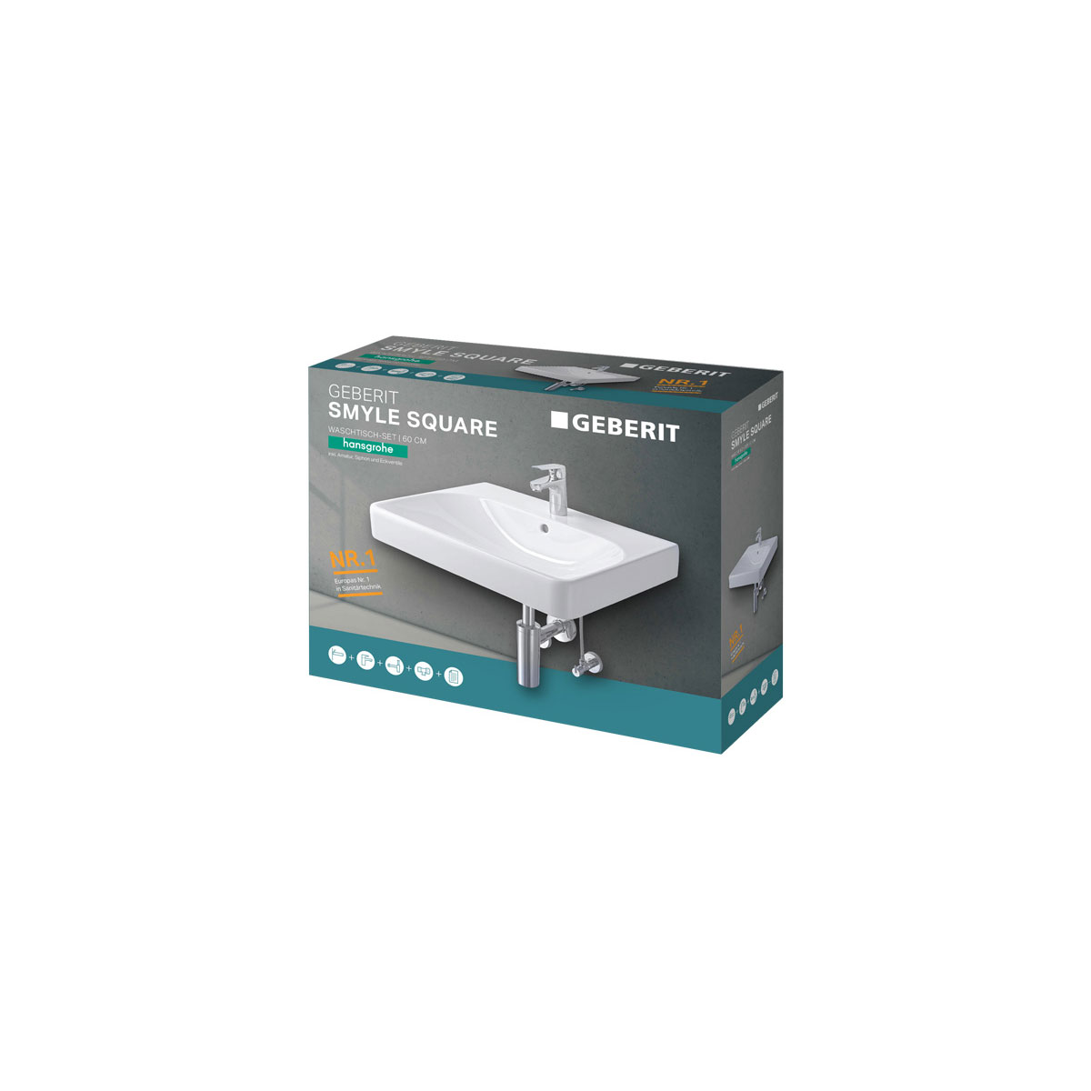 Geberit Waschtisch Smyle Square inkl Armatur 60 cm Bild 2