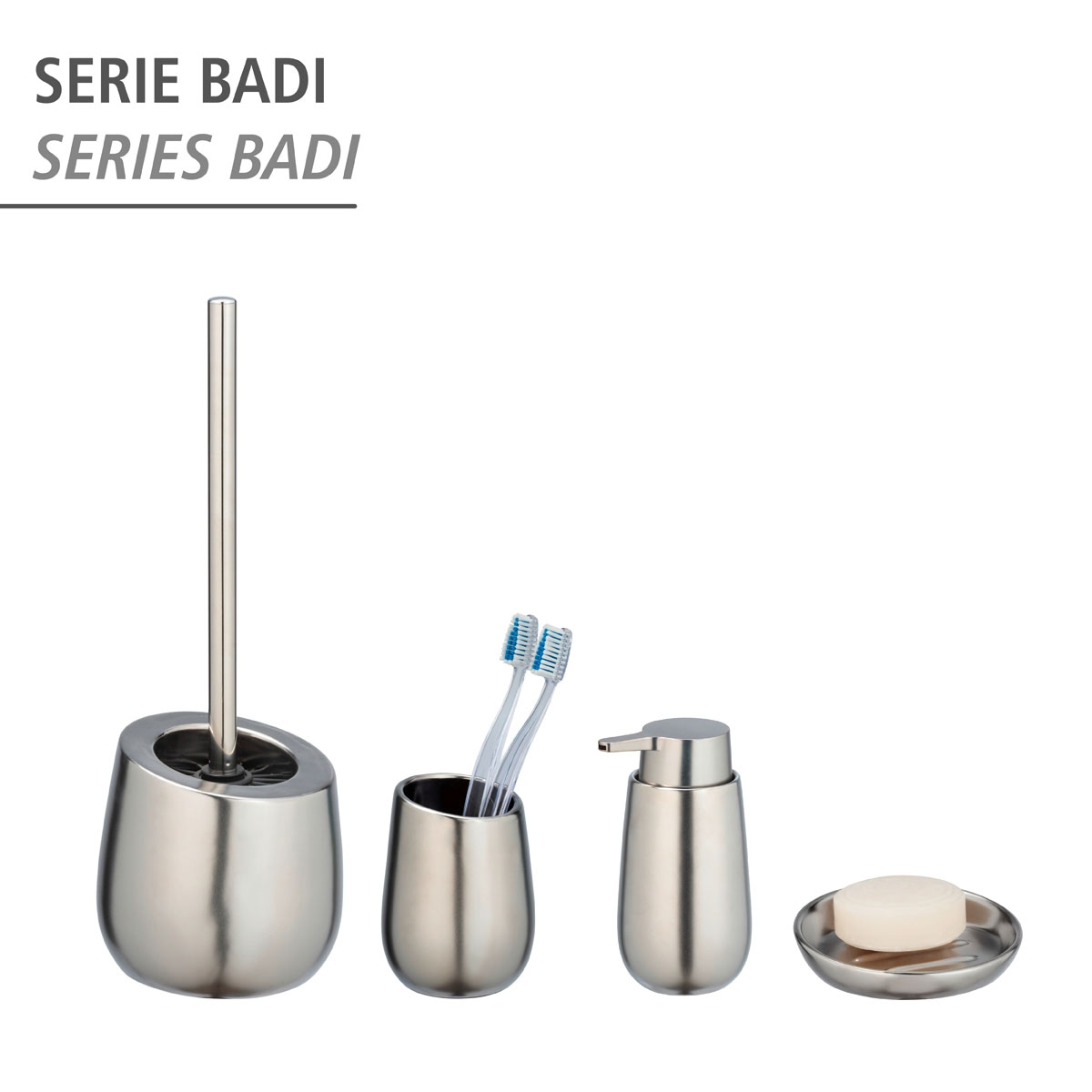 Wenko  WC-Garnitur Badi Chrom matt Keramik WC-Bürstenhalter Bild 5