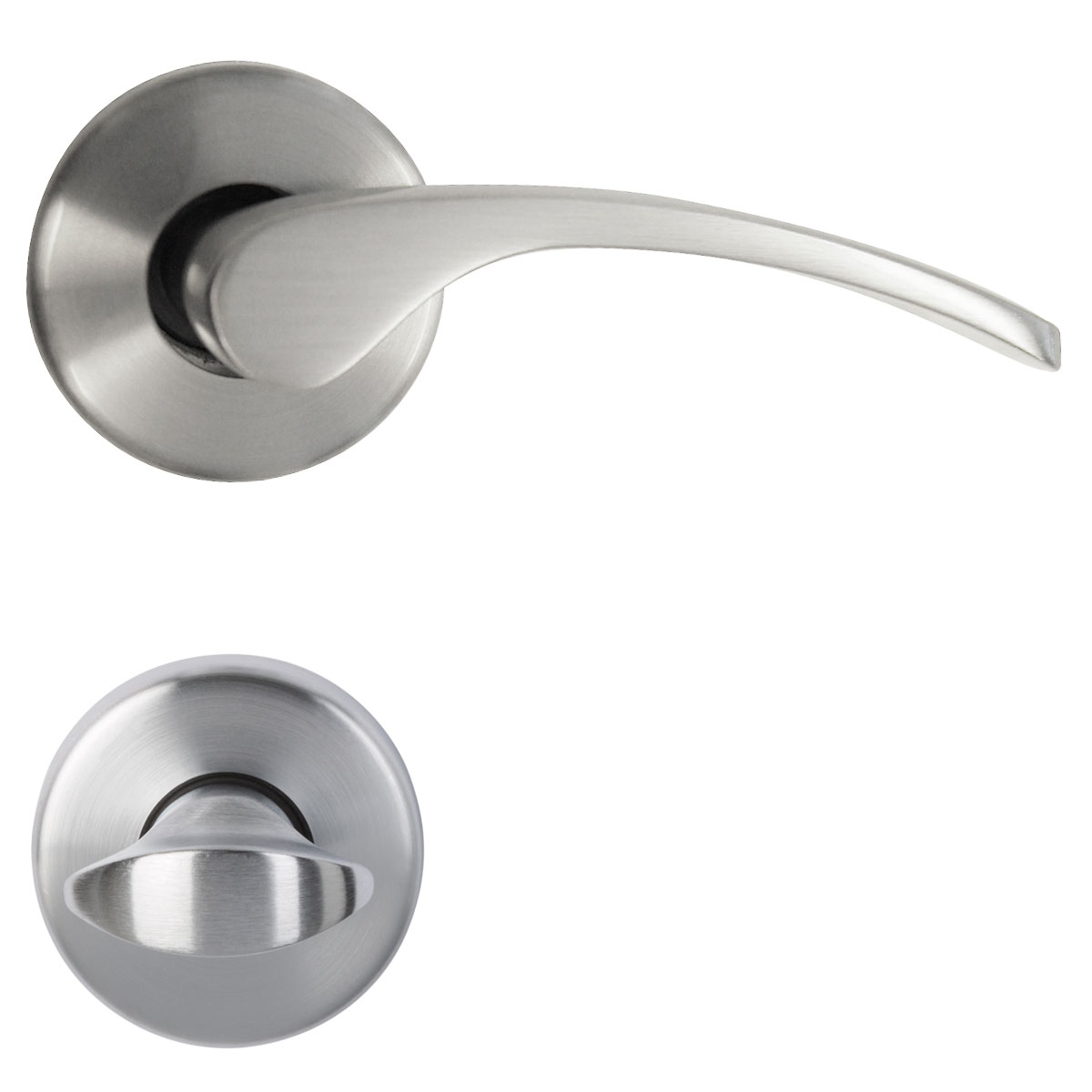 Alpertec Rosettengarnitur Amos-R Messing edelstahlfärbig satiniert WC