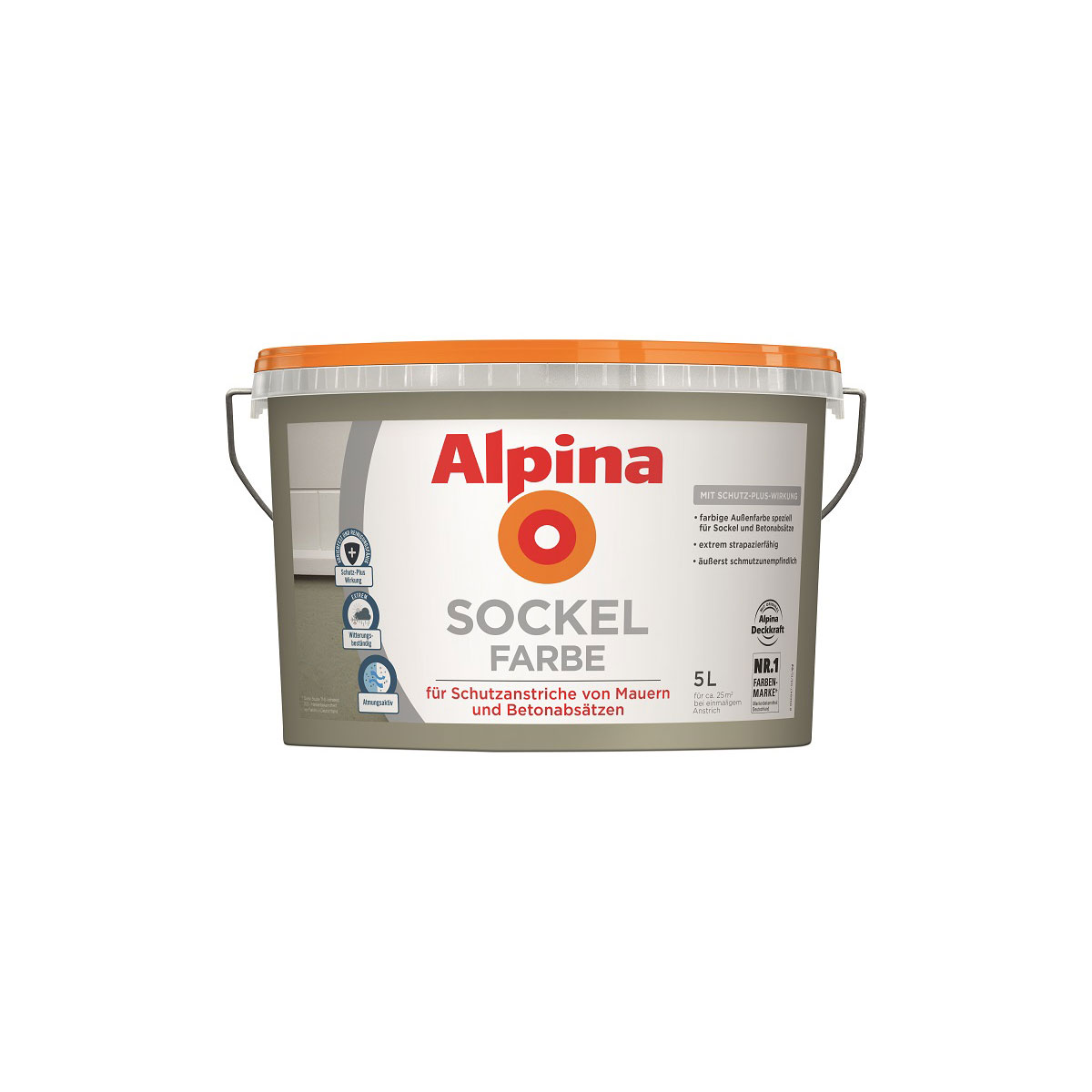 Alpina Sockelfarbe Grau Matt 5 L Bild 1
