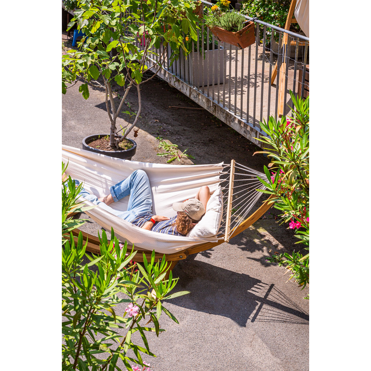 La Siesta Doppel-Stabhängematte Florencia Latte Bio-Baumwolle Bild 2