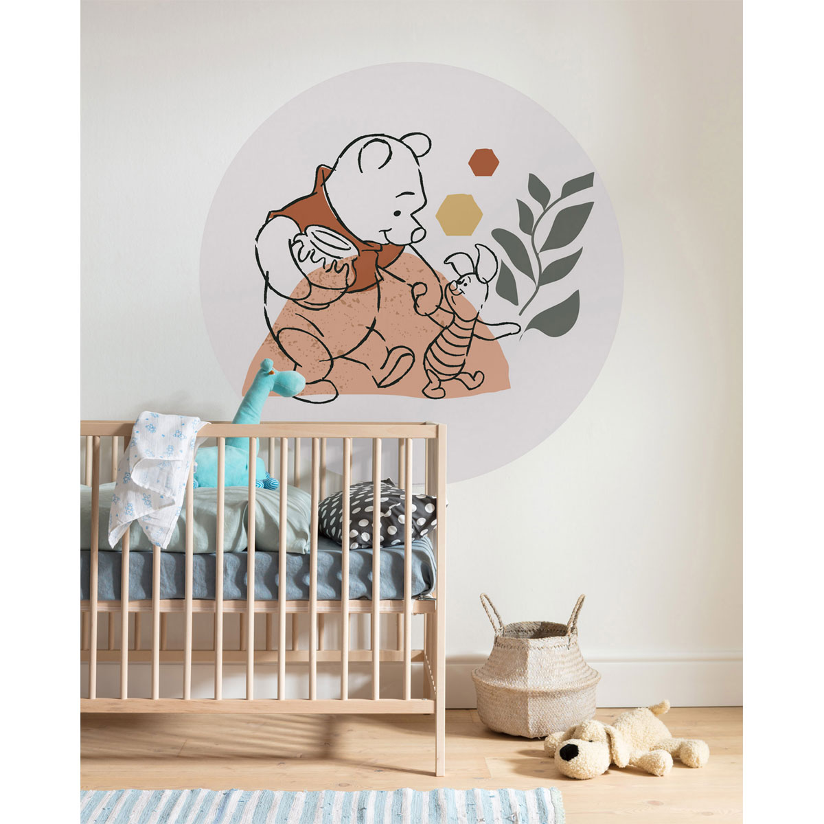 Komar Selbstklebende Vlies Fototapete rund Winnie the Pooh Soulmate Durchmesser 125 cm