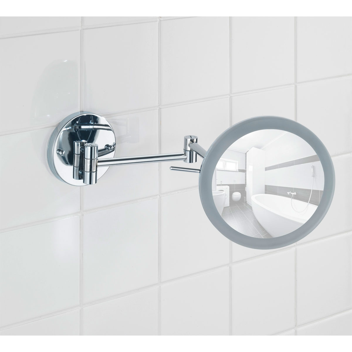 Wenko  Power-Loc LED Wandspiegel Aura Befestigen ohne bohren mit hochwertigem Acrylrahmen Bild 4