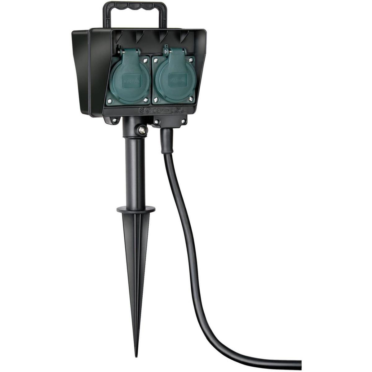 Brennenstuhl Außensteckdose mit Erdspieß 4-fach schwarz