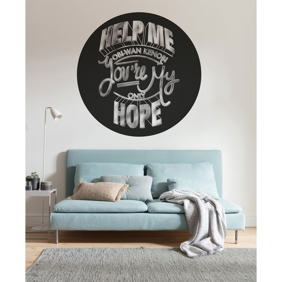 Komar Selbstklebende Vlies Fototapete rund Star Wars Help Me Obi Wan Durchmesser 125 cm
