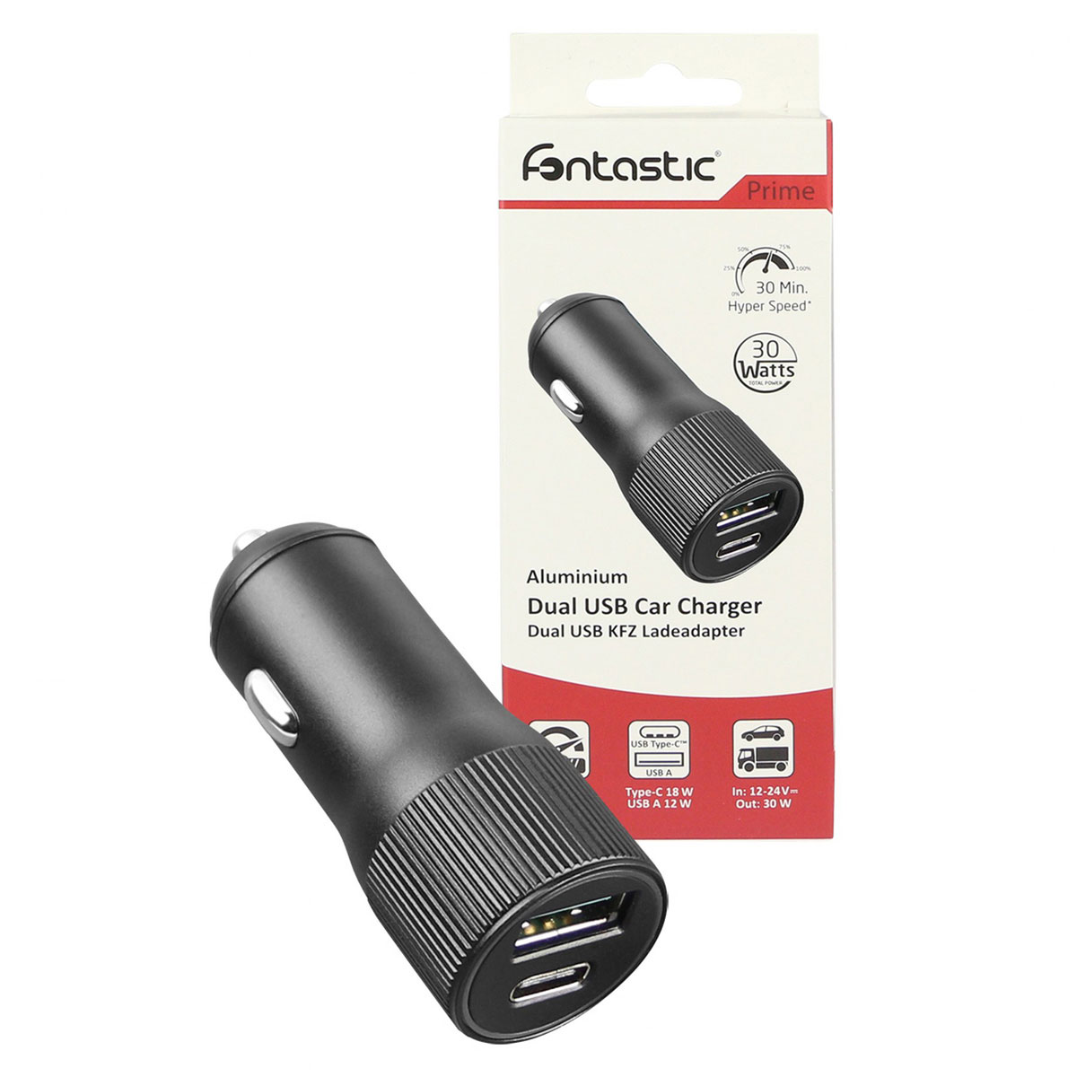 Fontastic KFZ-Ladeadapter Dual Port Alo 30 Watt grau Bild 2