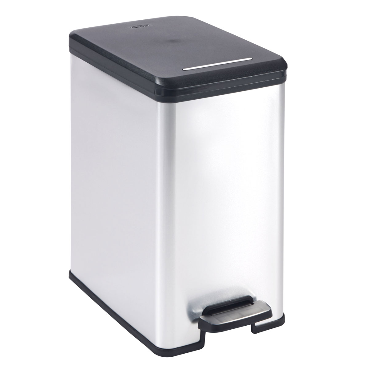 Curver Mülleimer DECO Bin SLIM 25L mit Pedal schwarz silber metallic