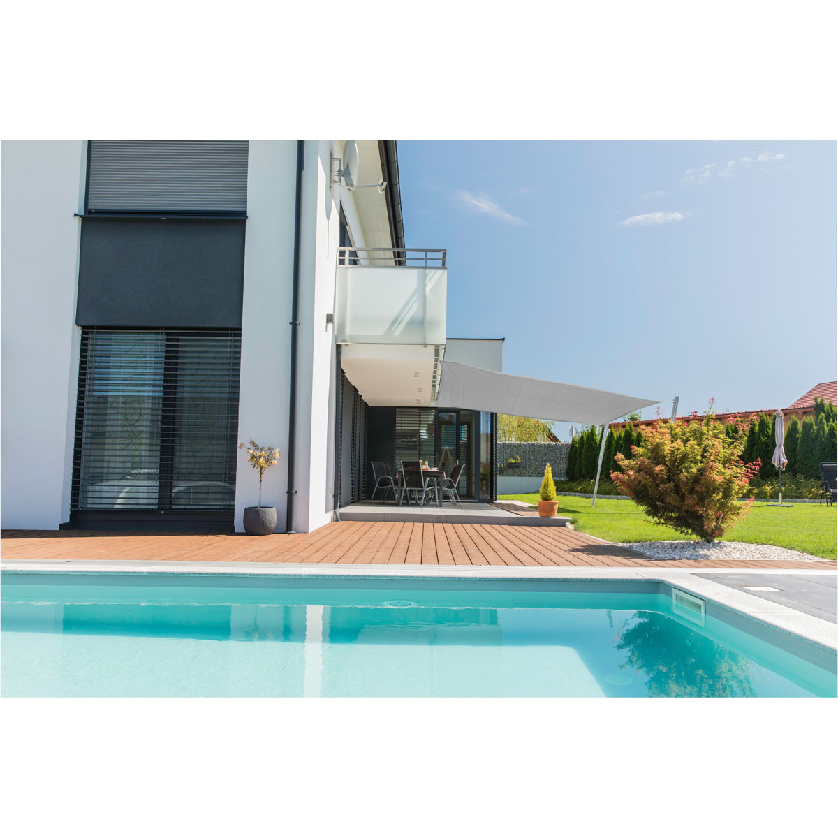 Viereck-Segel Capri 5 x 5 m grau