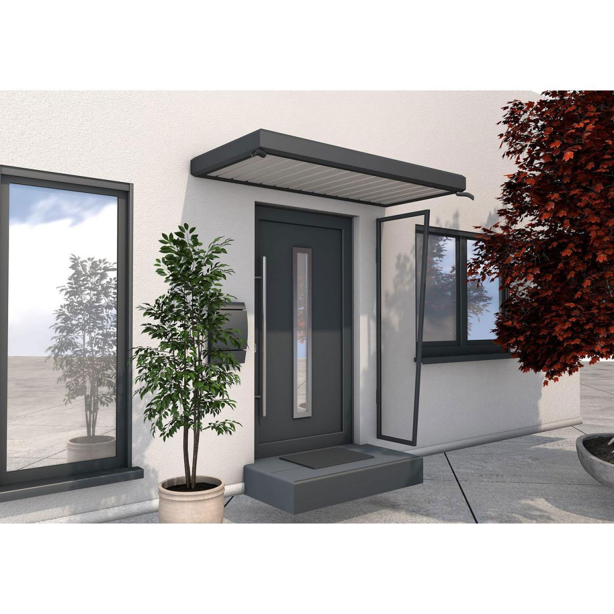 Durabil Rechteckvordach Typ NM anthrazit 200 x 90 x 14 cm