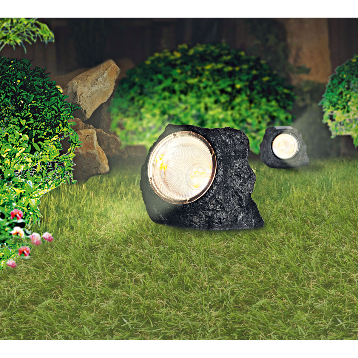 Flector Garten LED-Solar-Steinleuchte anthrazit Bild 2