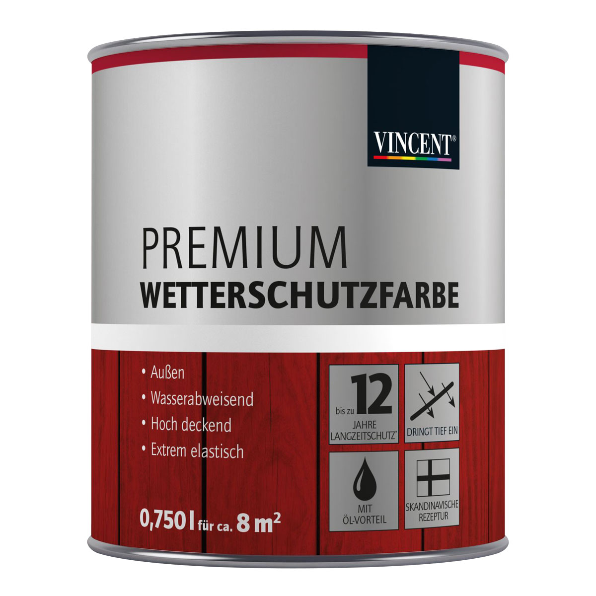 Vincent Premium Wetterschutzfarbe Enzianblau 0,75 L