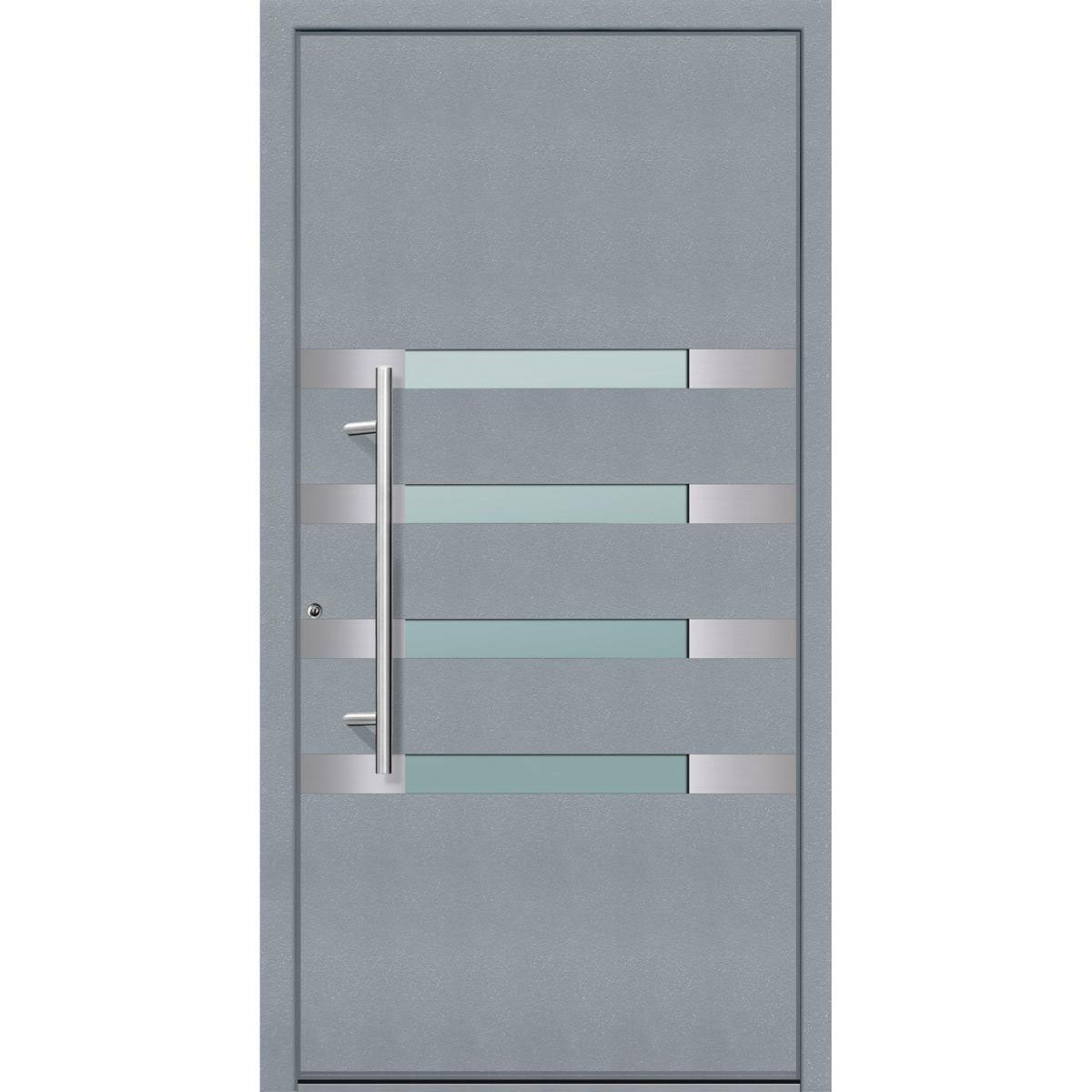 Aluminium Sicherheits-Haustür Brescia Superior 60 mm grau 100 x 210 cm Anschlag links inkl Griffset