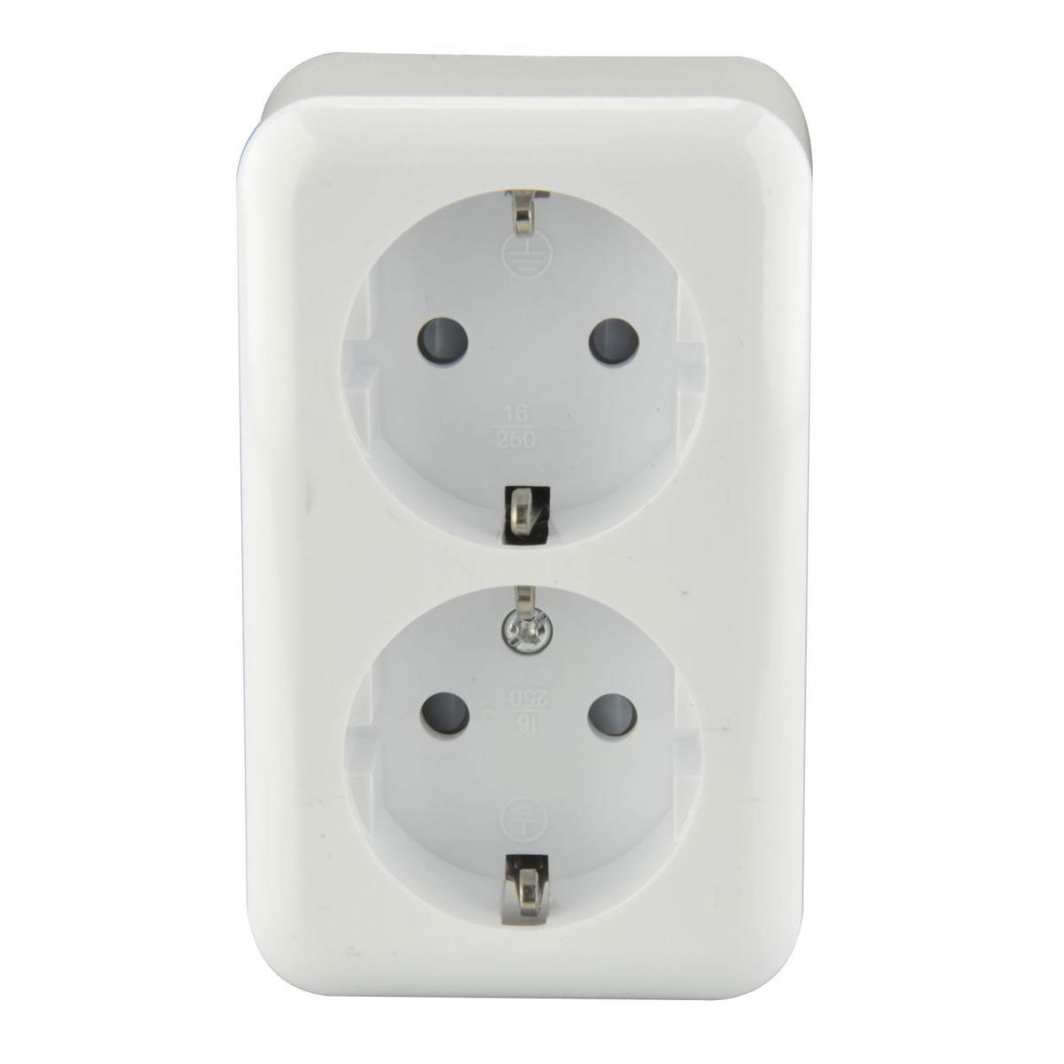 Schutzkontakt-Steckdose Standard 2-fach Aufputz weiß