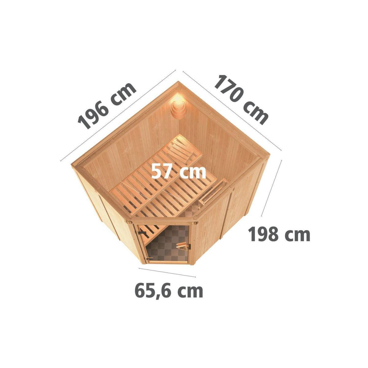 Karibu Sauna Lilja Eckeinstieg 3,6 kW Ofen integr Strg kein Kranz Energiespartür Bild 11