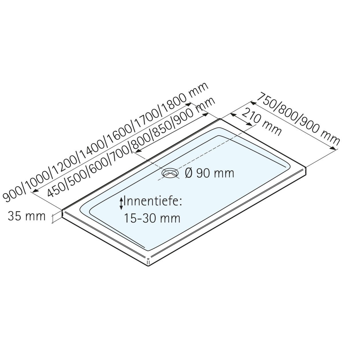 Schulte Duschwanne Rechteck extra flach 900 x 1600 mm Bild 3