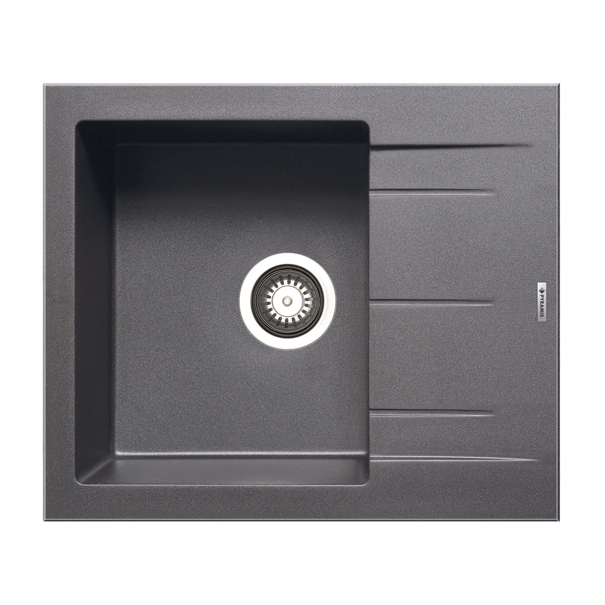 Pyramis Einbauspuele ALAZIA 59 x 50 cm 1B 1D Granit Iron Grey