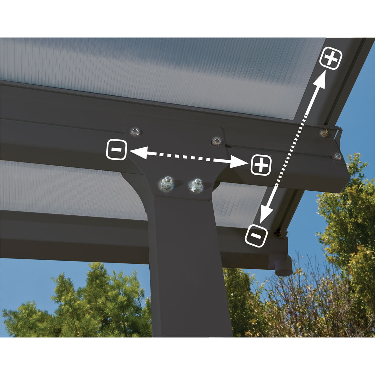 Palram Canopia Feria Alu Terrassenüberdachung Polycarbonat 4x10,31 m dunkelgrau Bild 3