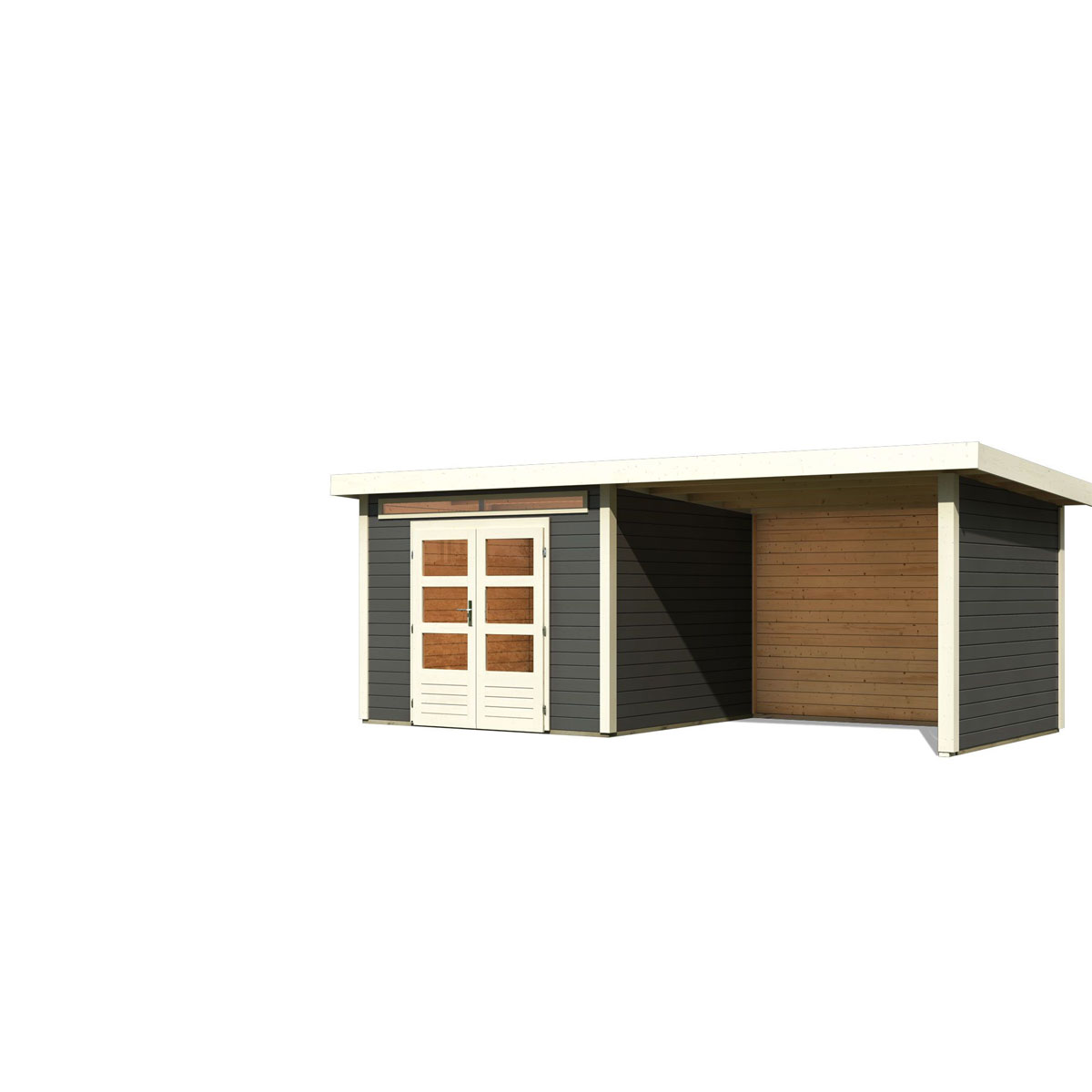 Karibu BBH Kandern 6 Set mit Anbaudach terragrau Bild 4