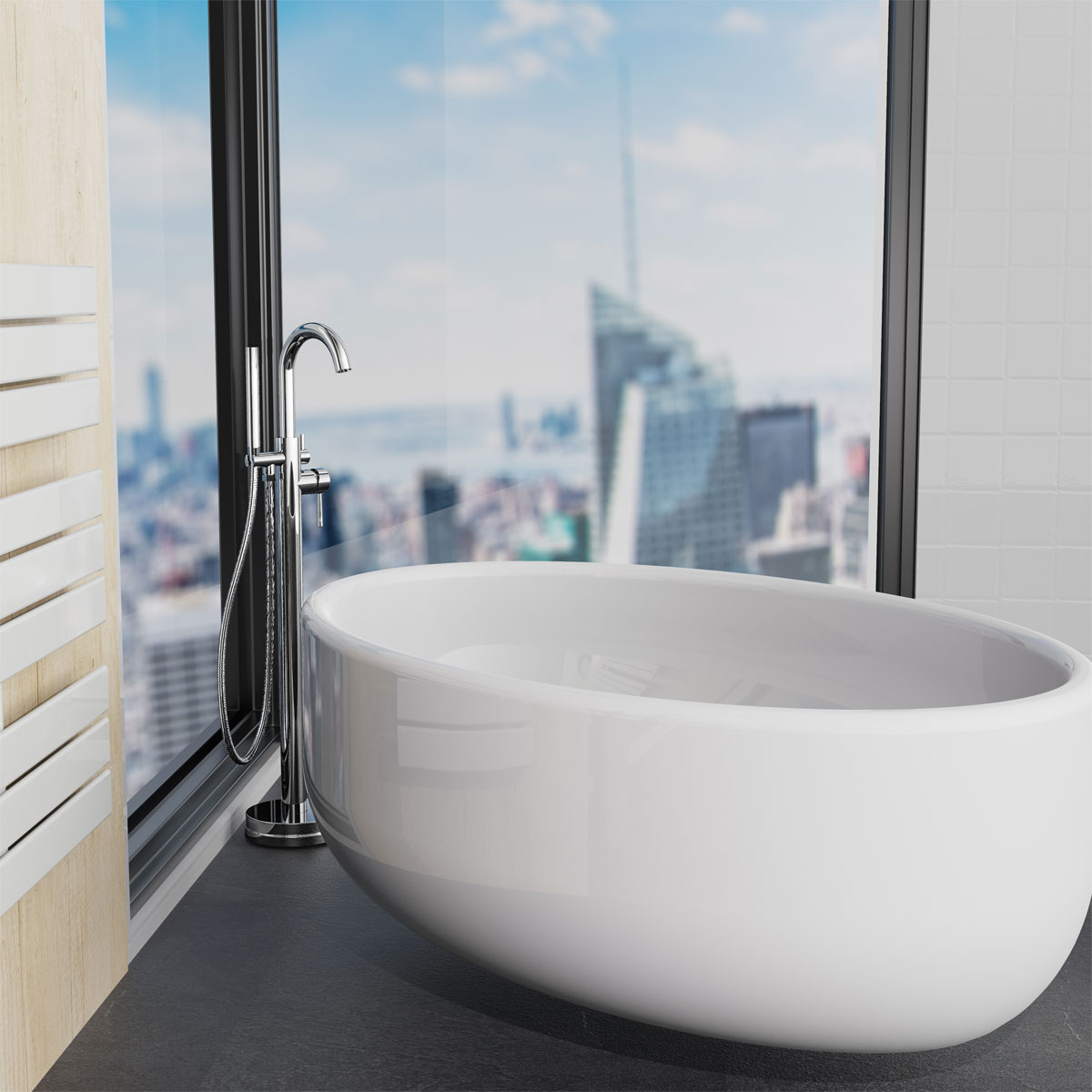 Wannenfüllarmatur freistehend chrom Bild 3