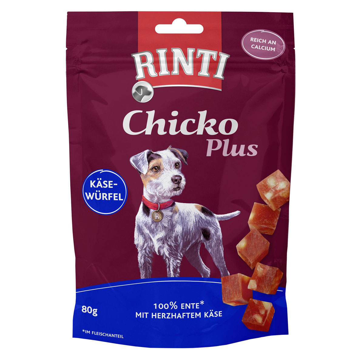 Rinti Snack Chicko Plus Käsewürfel Ente 80g