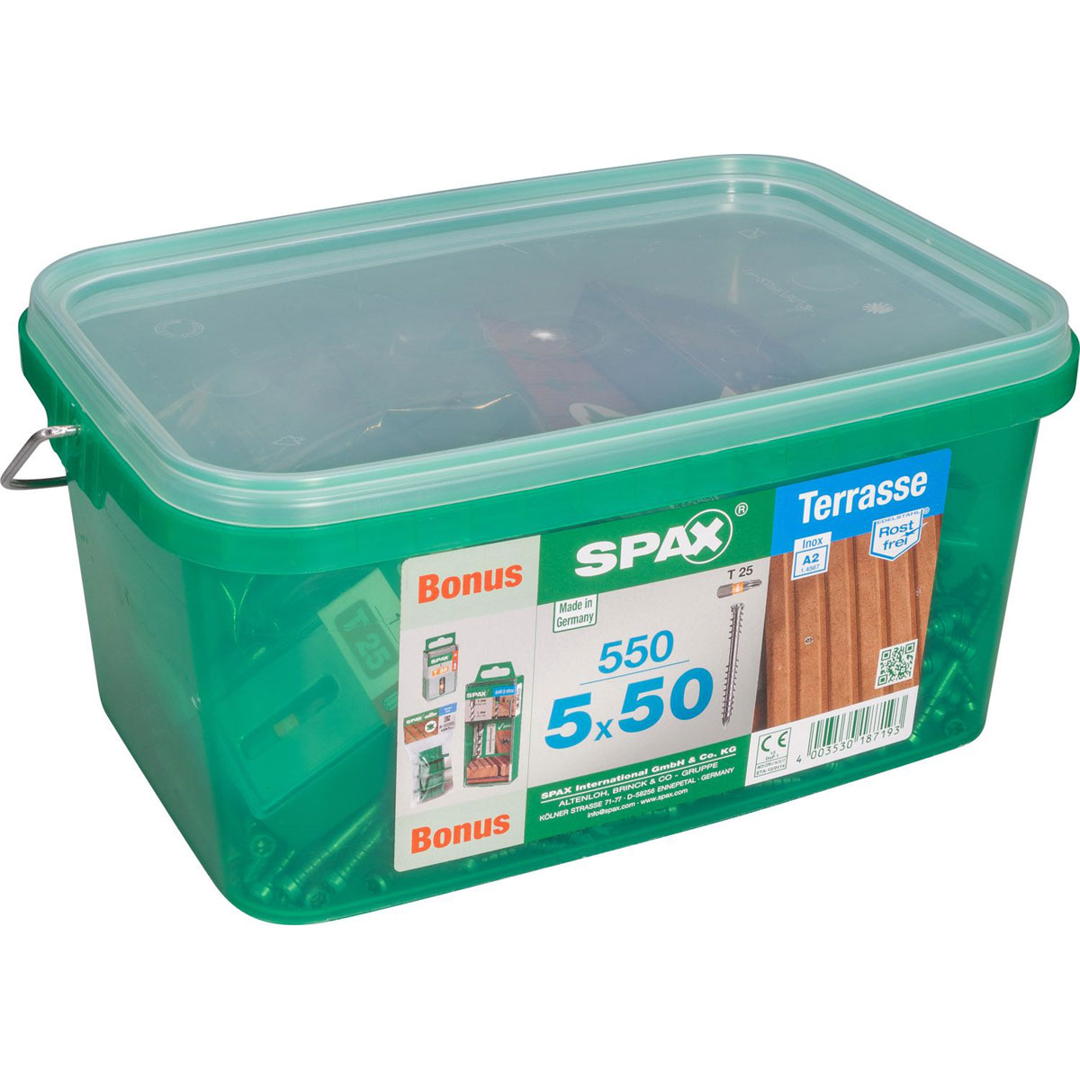 Spax Terrassenschraube Bonus-Set Zylinderkopf 5 x 50 mm 550 Stück