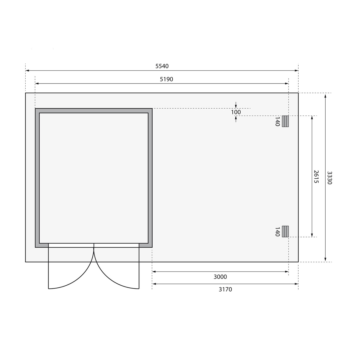 Karibu BBH Bastrup 4 Set mit Anbaudach naturbelassen Bild 8