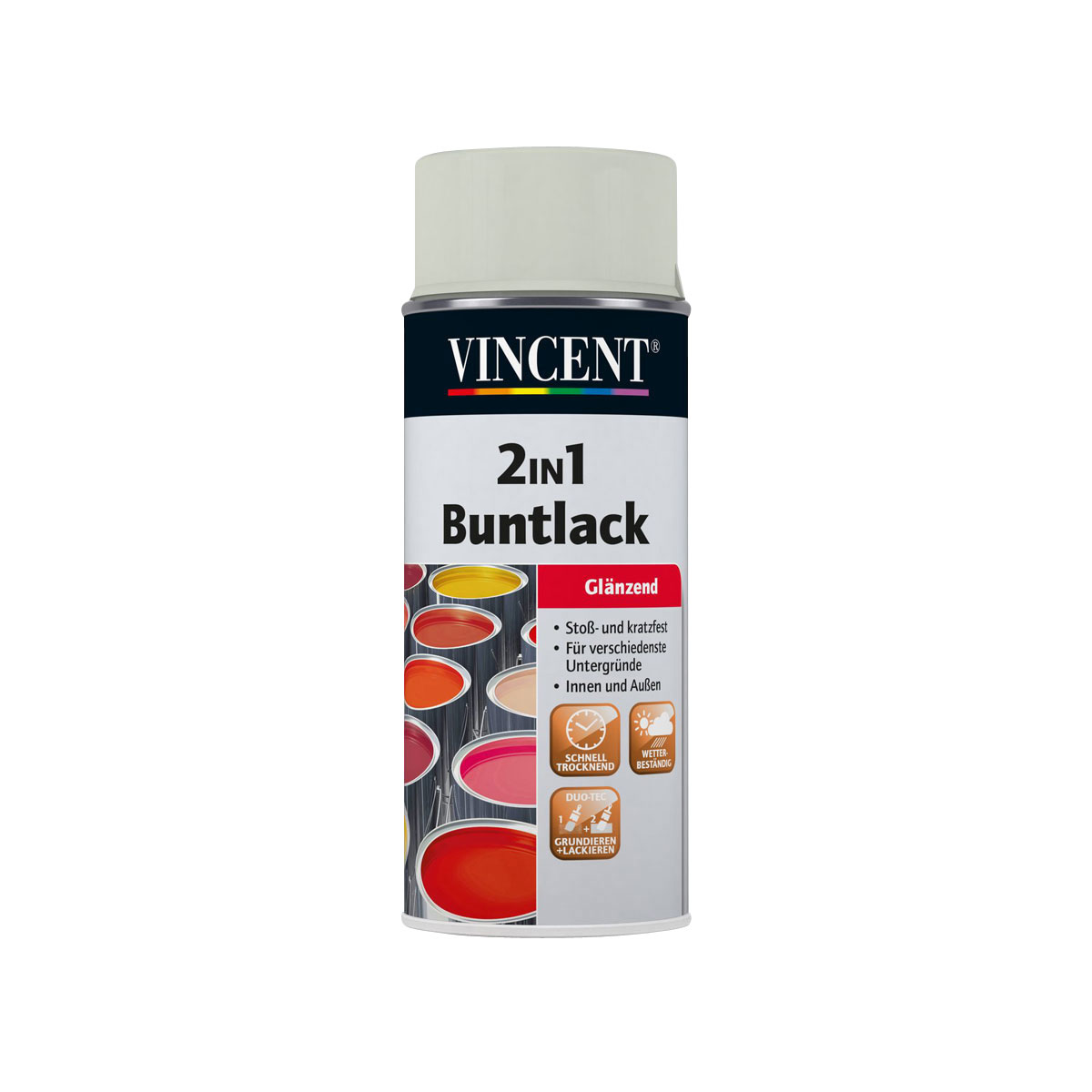 Vincent 2in1 Buntsprühlack lichtgrau 0,15 L Glänzend Vincent 2in1 Buntsprühlack lichtgrau 0,15 L Glänzend