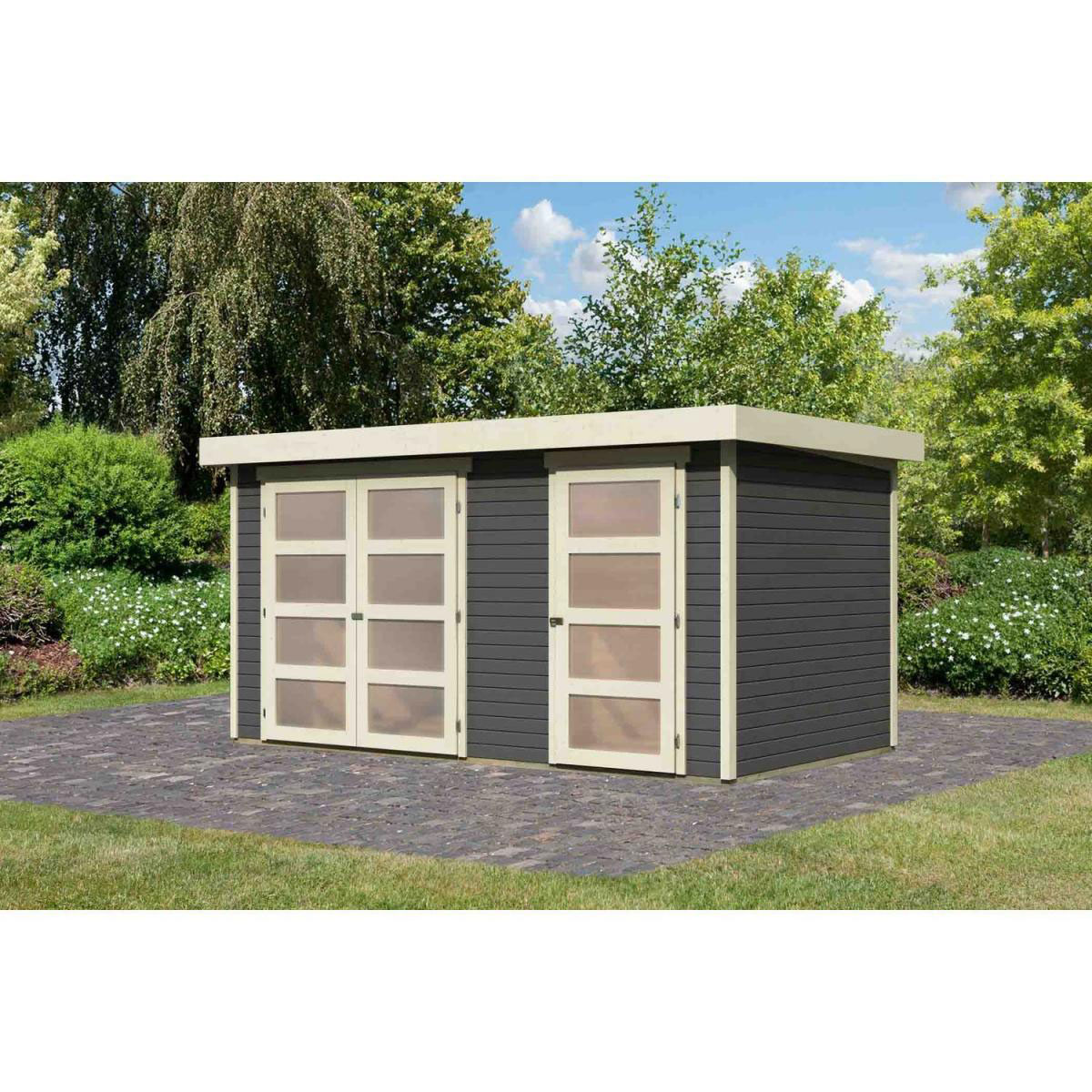 Karibu Gartenhaus Muehlentrup terragrau