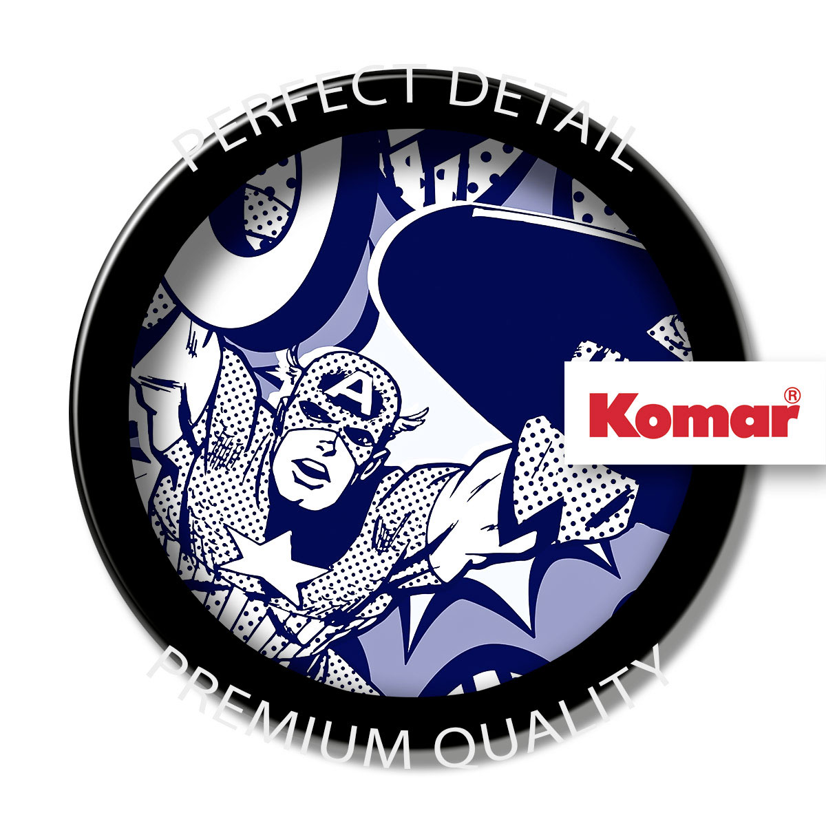 Komar Selbstklebende Vlies Fototapete rund Captian America Pow Durchmesser 125 cm