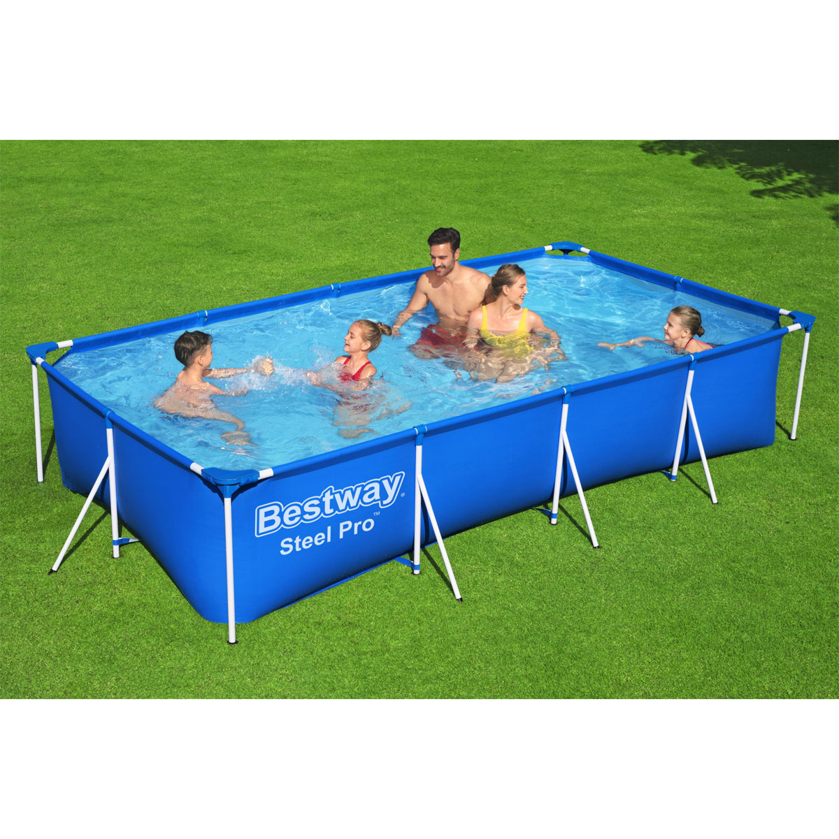 Bestway Steel Pro Frame Pool-Set mit Filterpumpe 400 x 211 x 81 cm blau eckig Bild 12