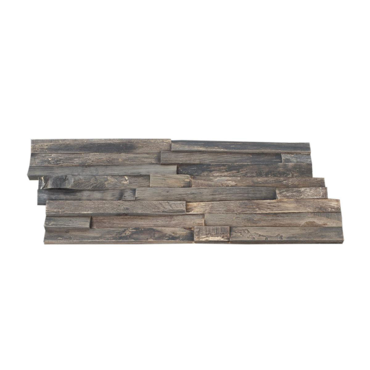 Indo Echtholz Wandverkleidung Teak Paneel Charred 10er-Set
