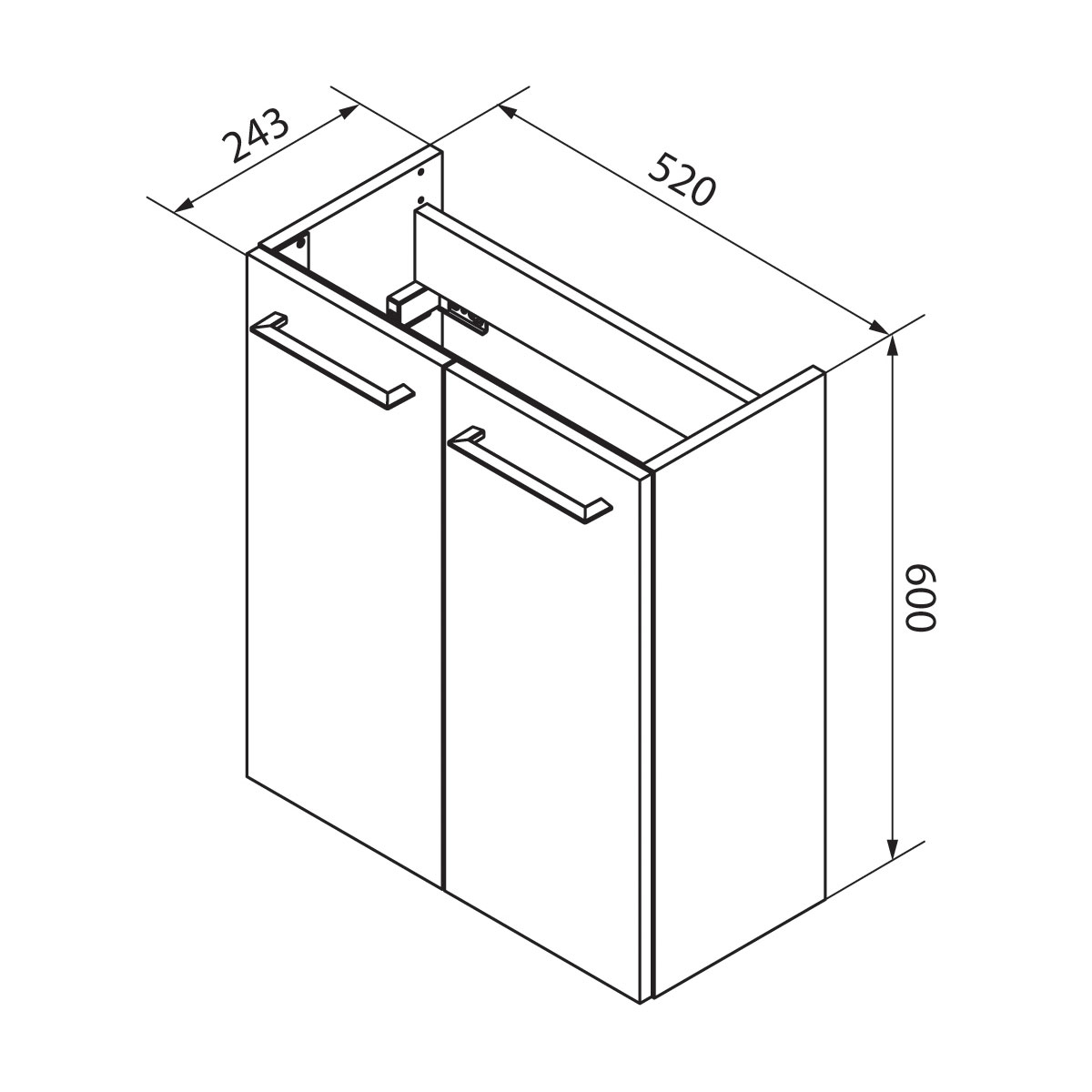 Fackelmann  Gäste-WC Waschtischunterschrank SBC 520 x 600 x 243 mm AstEiche Bild 5