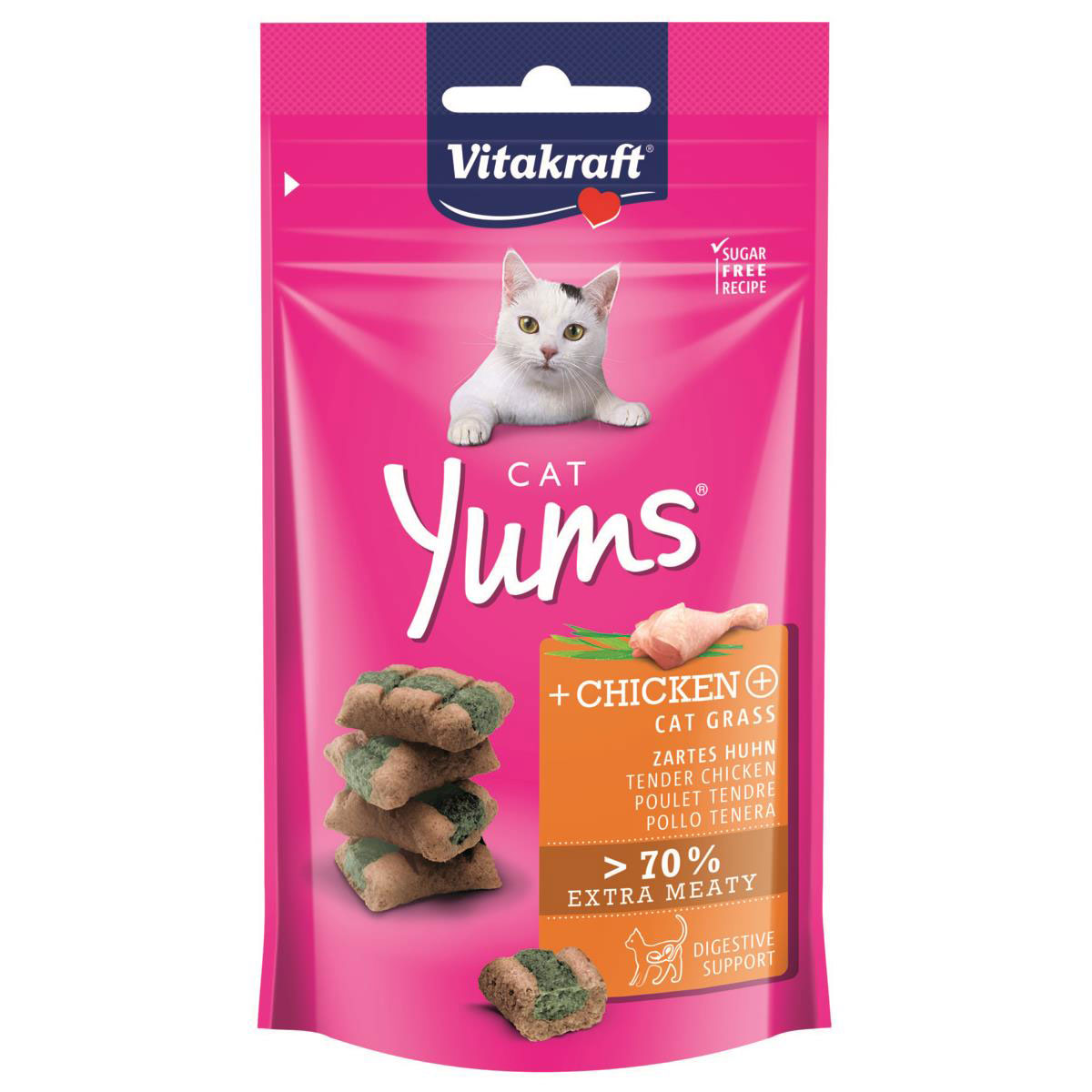 Vitakraft Snack Yums Huhn Katzengras Inhalt 40 g im Beutel