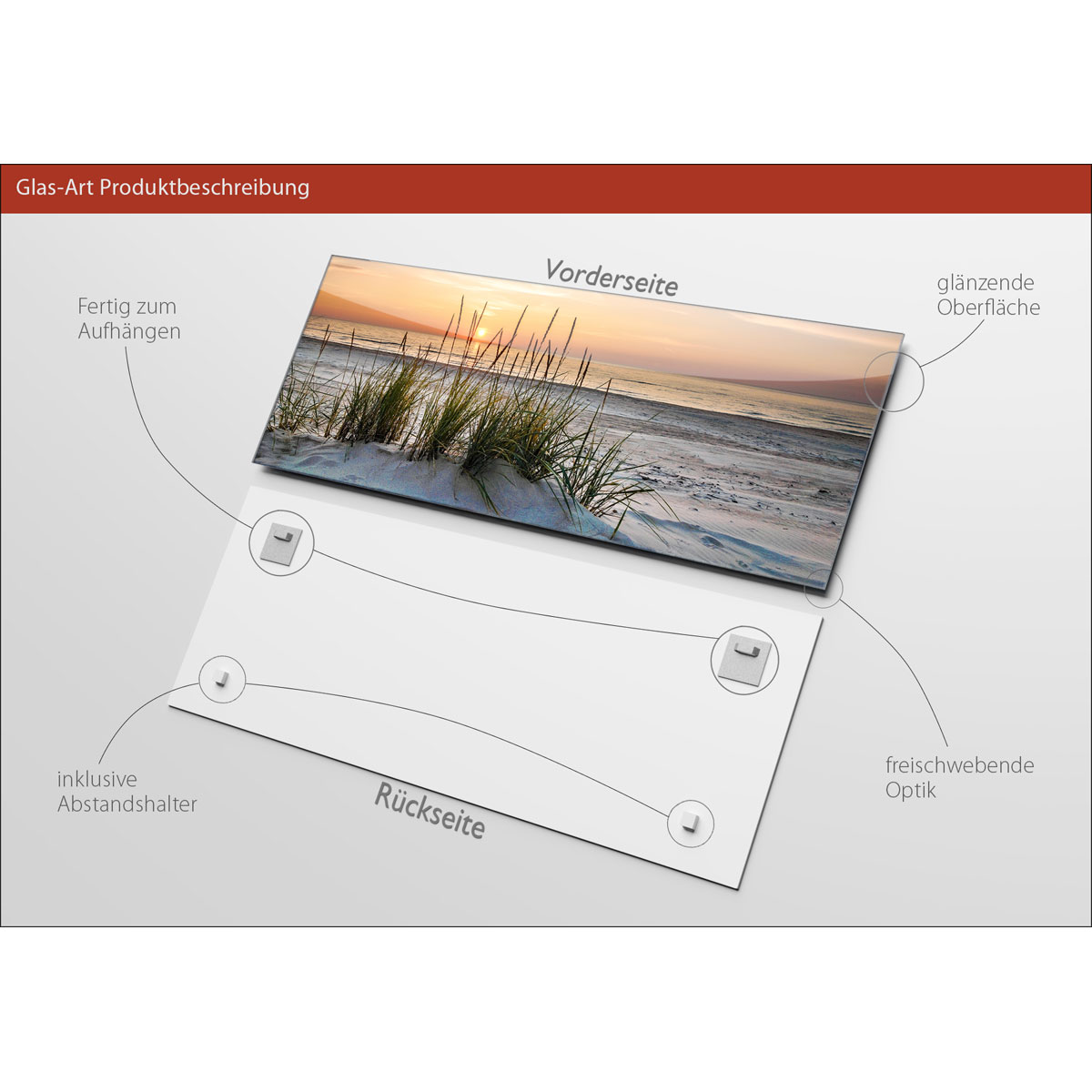 Glas-Art Lonely Dune 50 x 125 cm Glasbild Bild 3