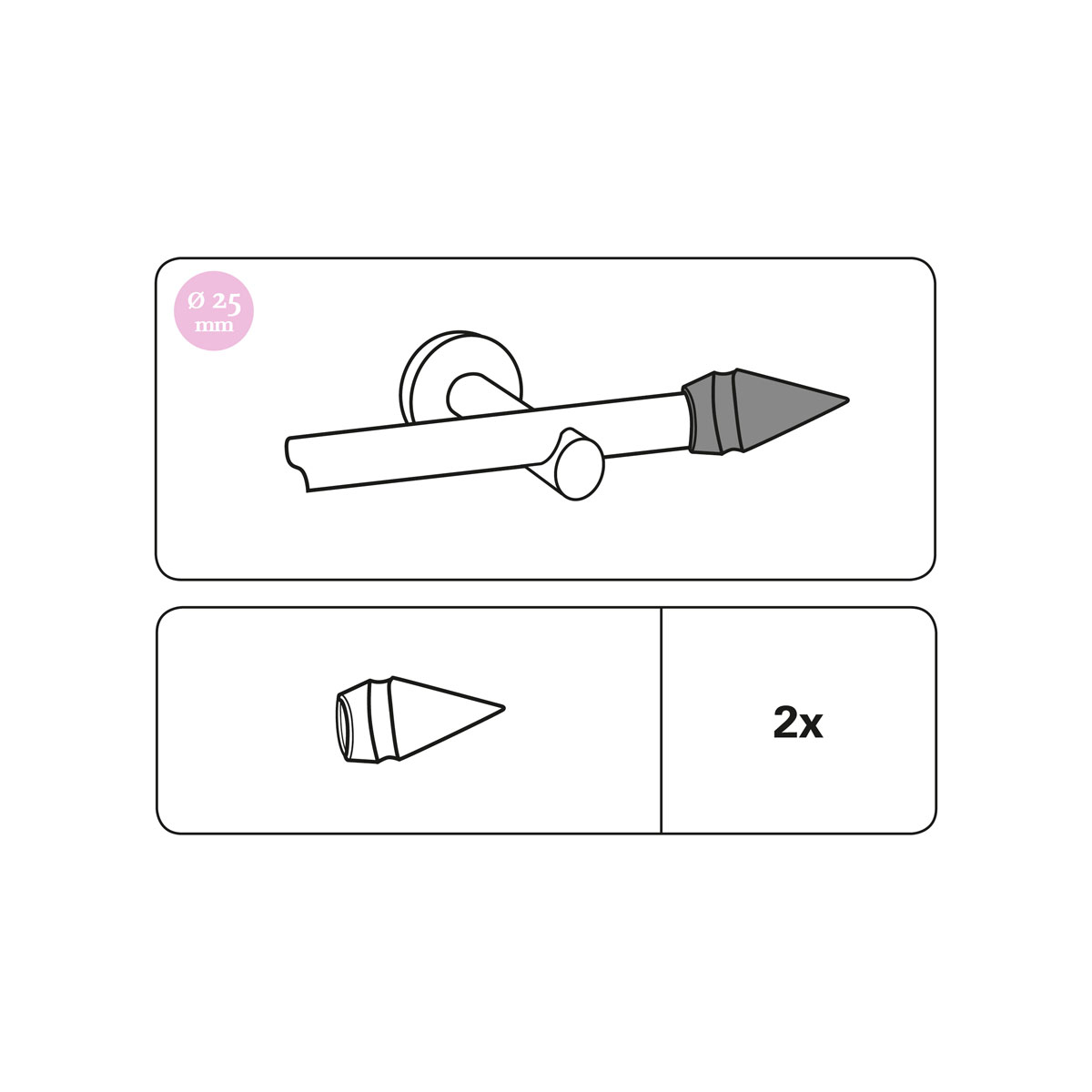 Gardinia Endstück Kegel für Country Durchmesser 25 mm kolonial-gebürstet Bild 3