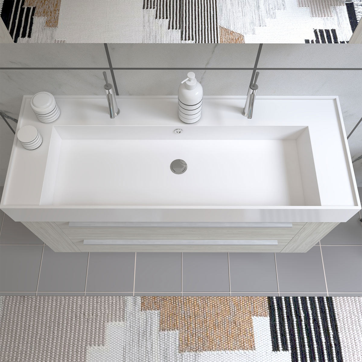 Progetto Idea Stella Badmöbel DOMUS 120 Ulme creme mit Spiegelschrank und Lampe Bild 5