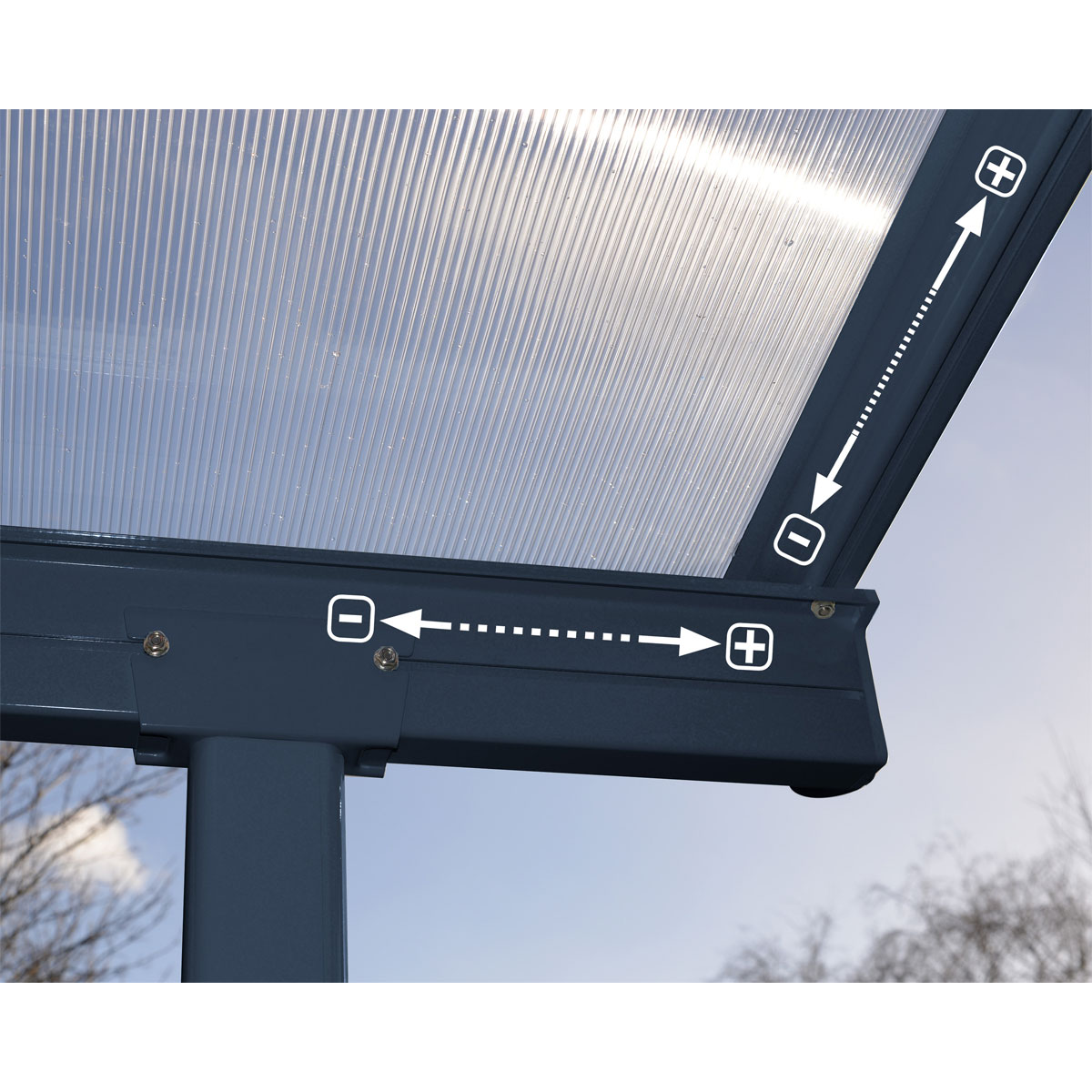 Palram Canopia Sierra Alu Terrassenüberdachung Polycarbonat 3x9,8 m grau Bild 3