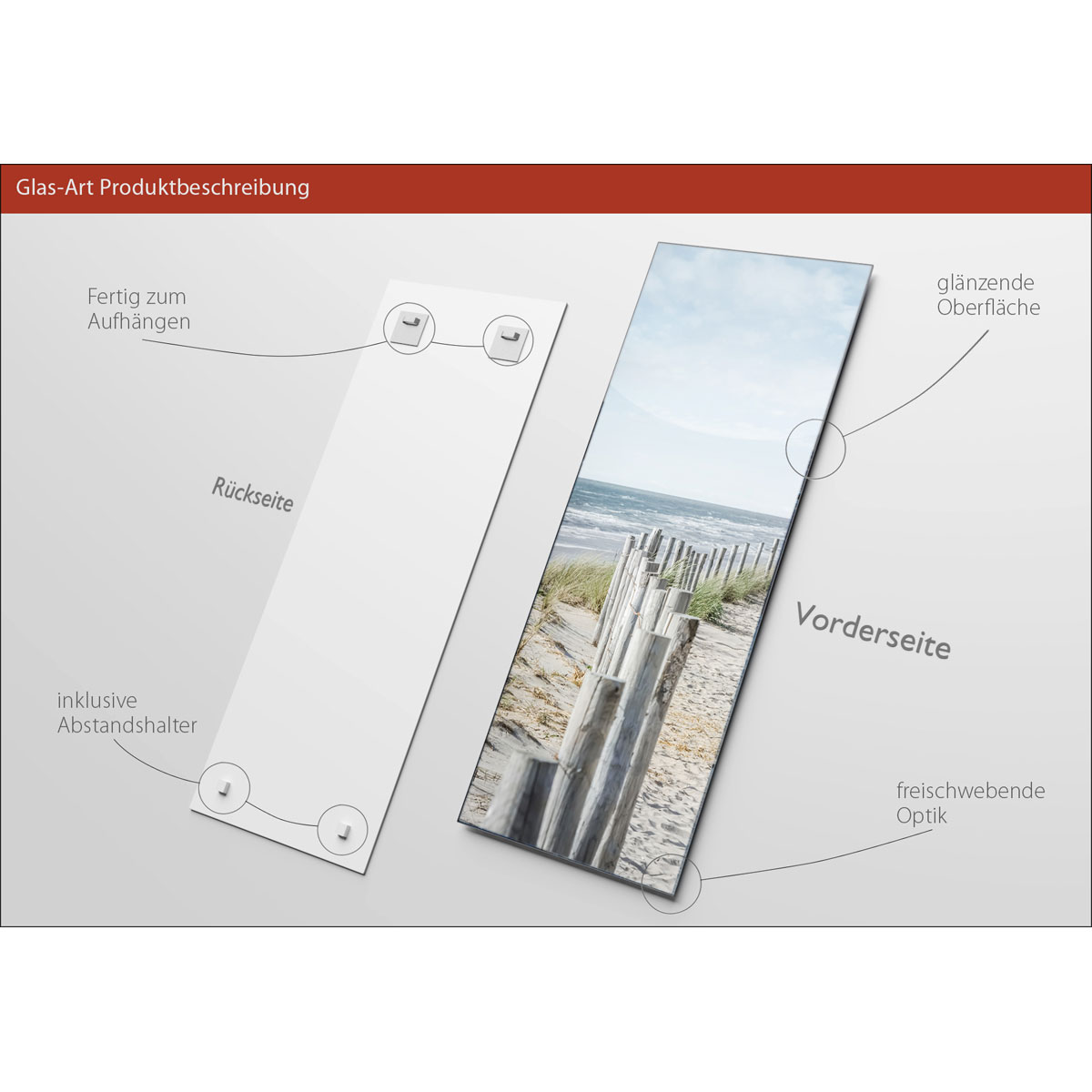 Glas-Art Ocean View II 30 x 80 Glasbild Bild 3