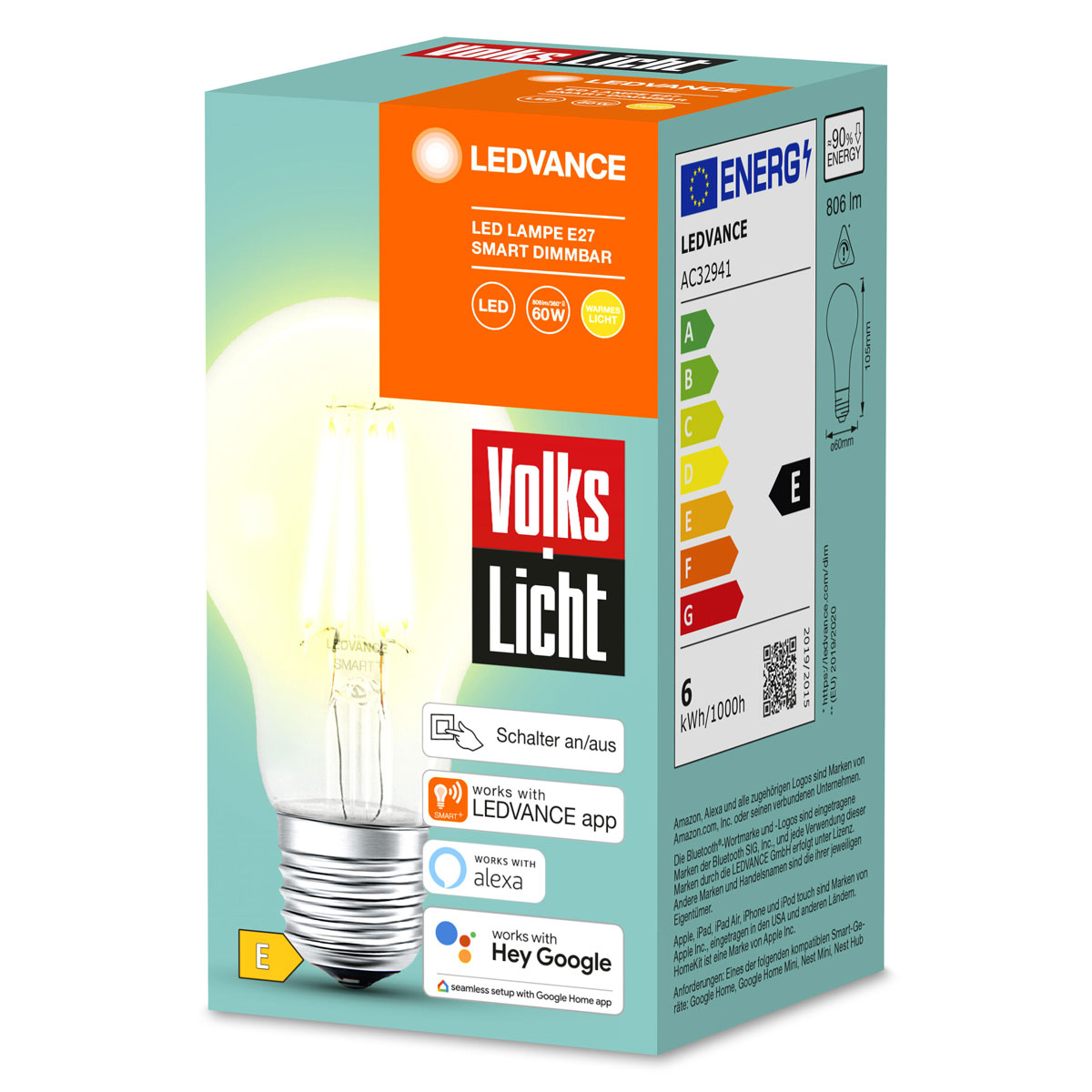 Ledvance SMART+ LED-Leuchtmittel VolksLicht E27 smart dimmbar Bild 3