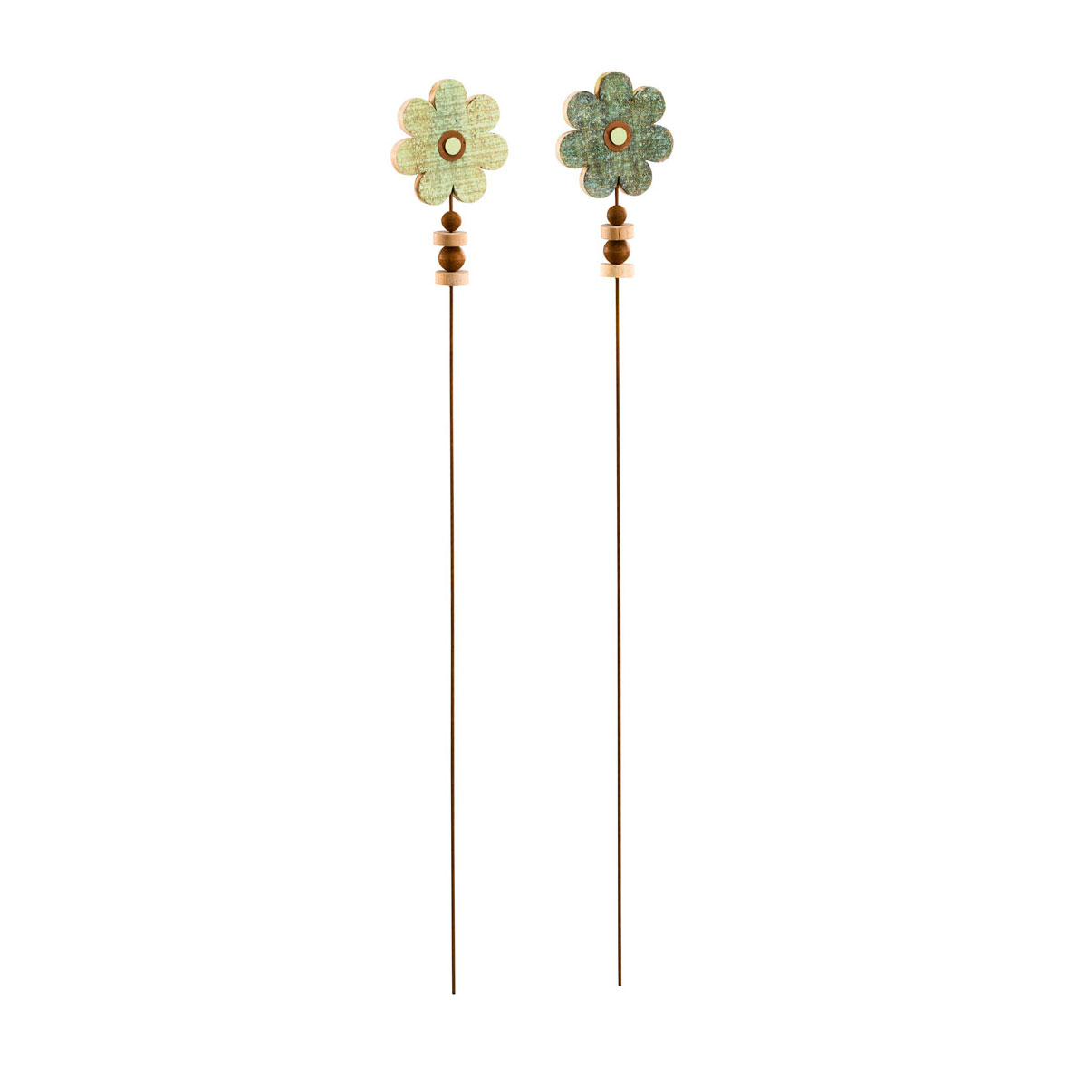 Kunstgewerbe Gehlmann Metallstecker Holzblume 2 Farben 18 x 5 x 141 cm