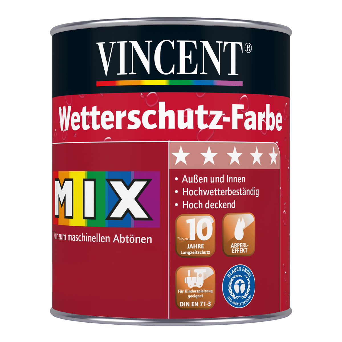 Vincent HolzschutzWetterschutzfarbe MIX IT! seidenmatt 2,5 l