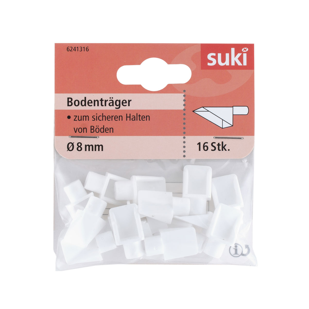 Suki Bodenträger Kunststoff Durchmesser 0,8 x 0,8 cm weiß 16 Stück